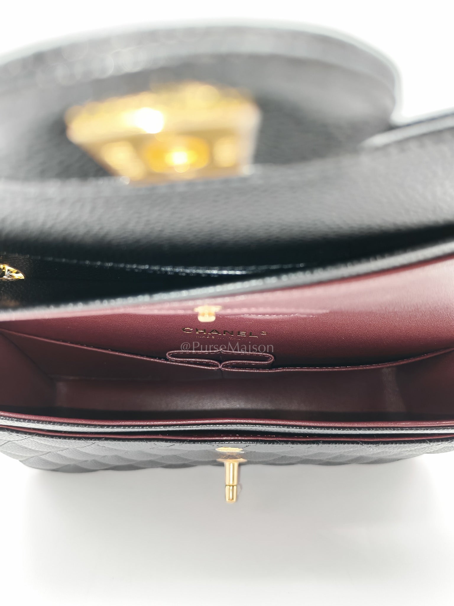 Chanel Classic Double Flap Medium in Black Quilted Caviar Leather and Gold Hardware Series 26 | Purse Maison Luxury Bags Shop