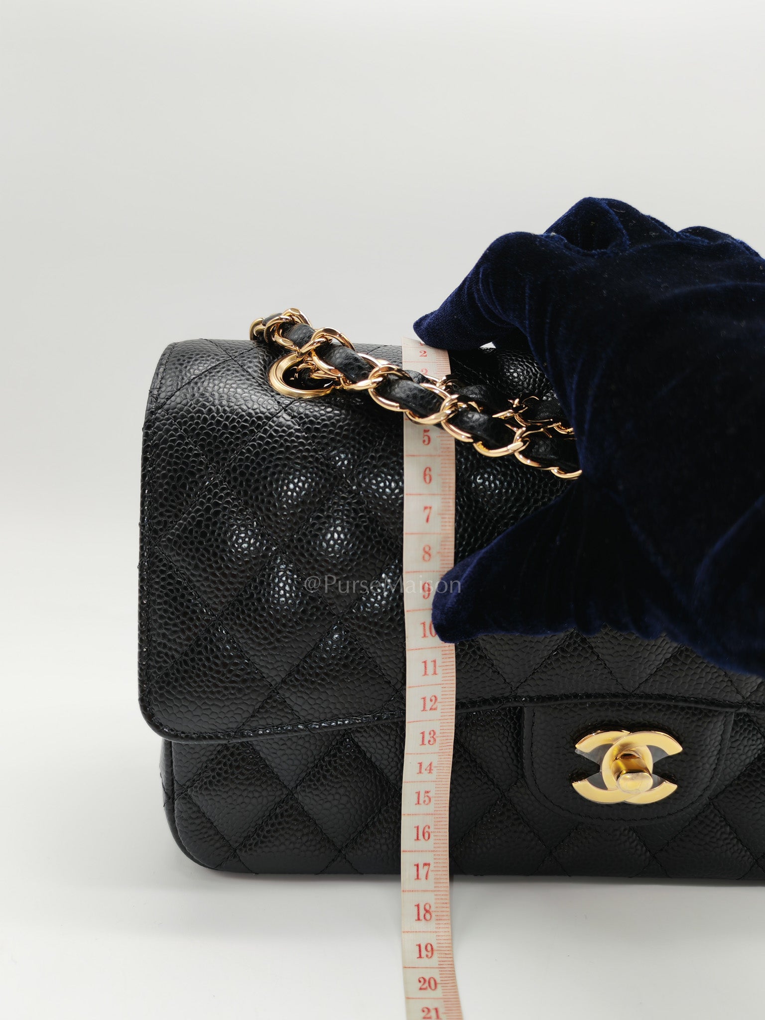 Chanel Classic Double Flap Medium in Black Quilted Caviar Leather and Gold Hardware Series 26 | Purse Maison Luxury Bags Shop