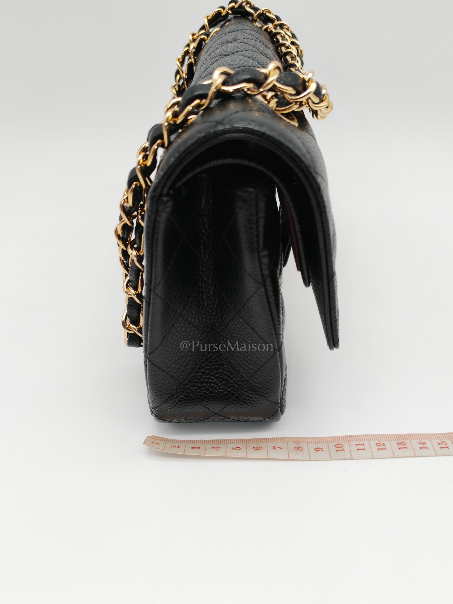Chanel Classic Double Flap Medium in Black Quilted Caviar Leather and Gold Hardware Series 26 | Purse Maison Luxury Bags Shop