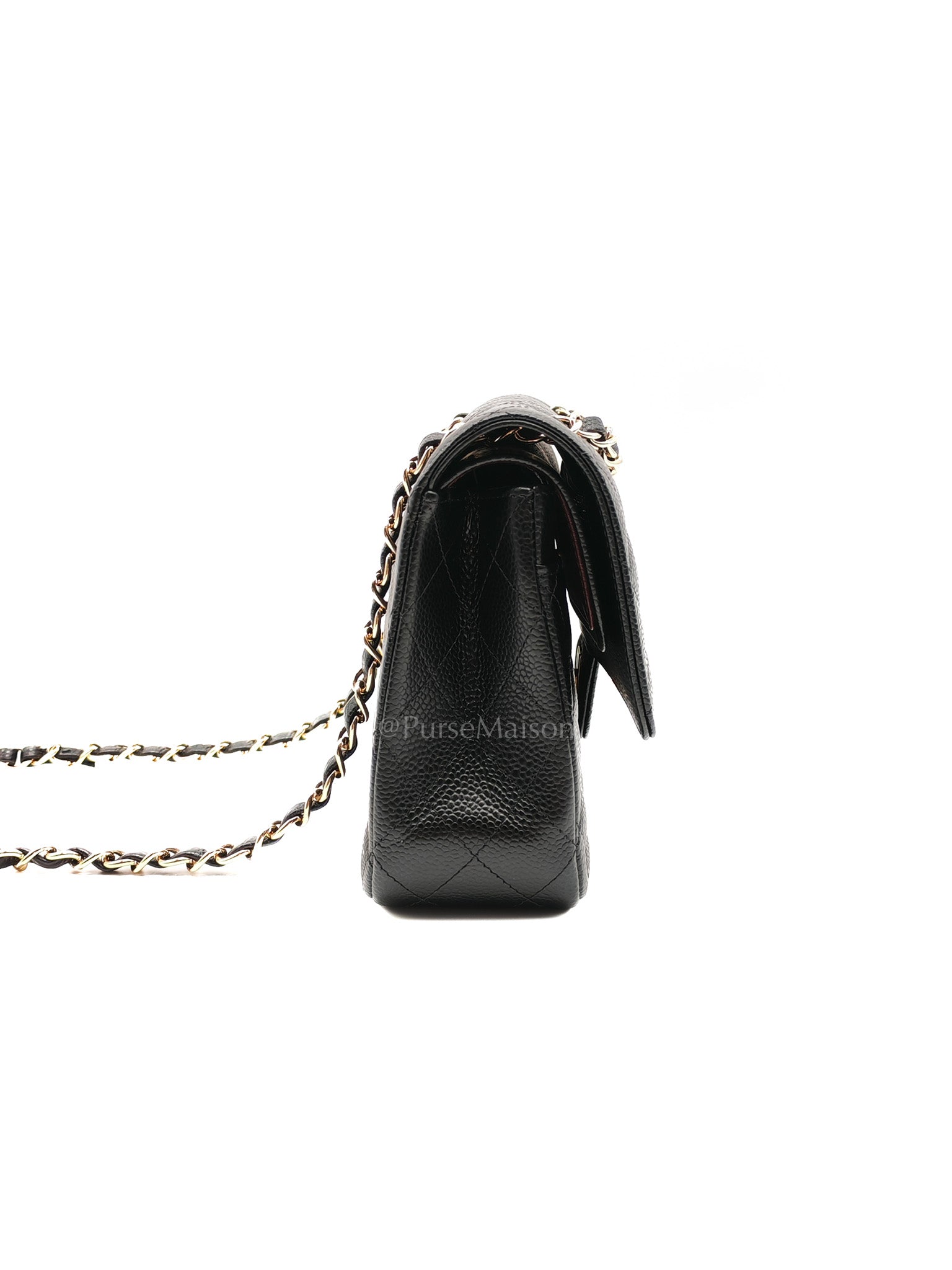 Chanel Classic Double Flap Medium in Black Quilted Caviar Leather and Gold Hardware Series 26 | Purse Maison Luxury Bags Shop