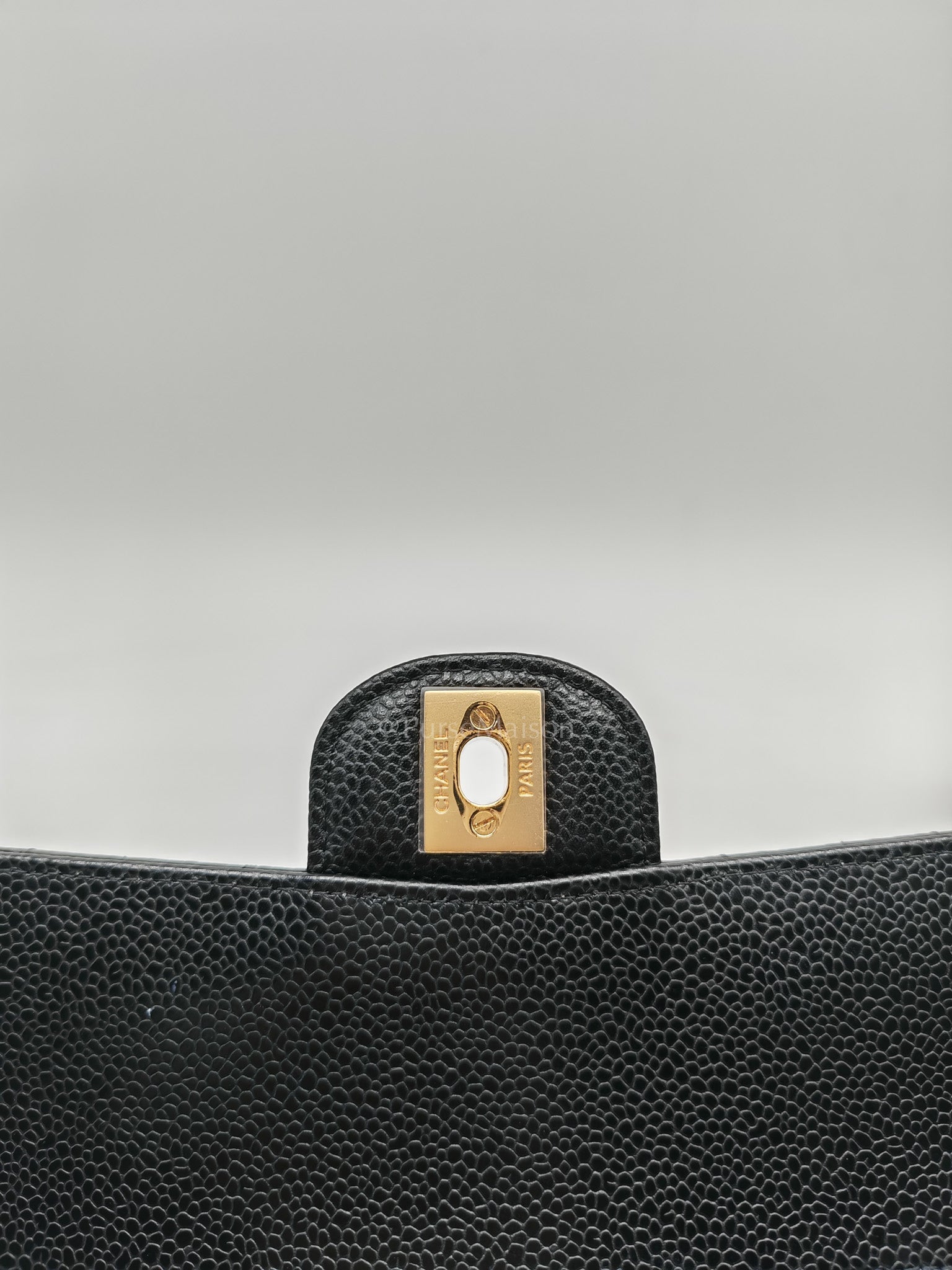 Chanel Classic Double Flap in Black Quilted Leather Caviar Leather and Gold Hardware (Microchip) | Purse Maison Luxury Bags Shop