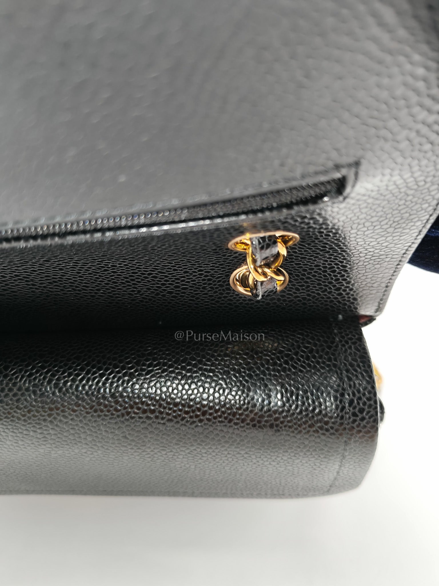 Chanel Classic Double Flap in Black Quilted Leather Caviar Leather and Gold Hardware (Microchip) | Purse Maison Luxury Bags Shop