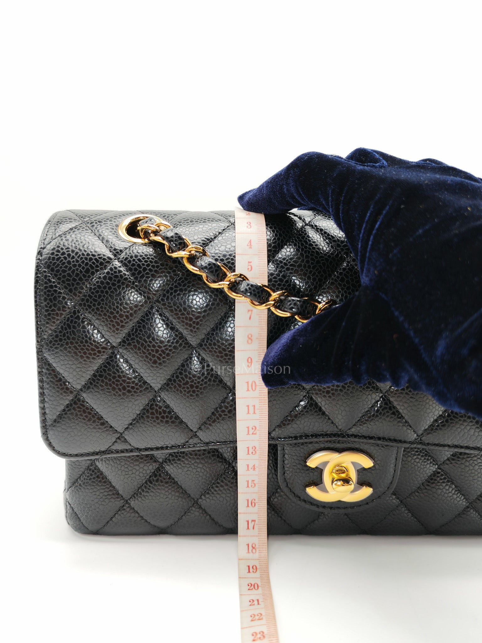 Chanel Classic Double Flap in Black Quilted Leather Caviar Leather and Gold Hardware (Microchip) | Purse Maison Luxury Bags Shop