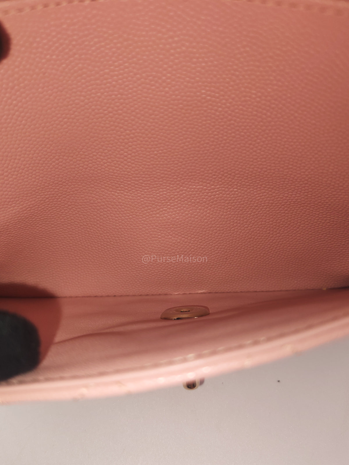 Chanel Classic Double Flap Medium in Sakura Pink Caviar Leather and Light Gold Hardware Microchip (LC****22) | Purse Maison Luxury Bags Shop