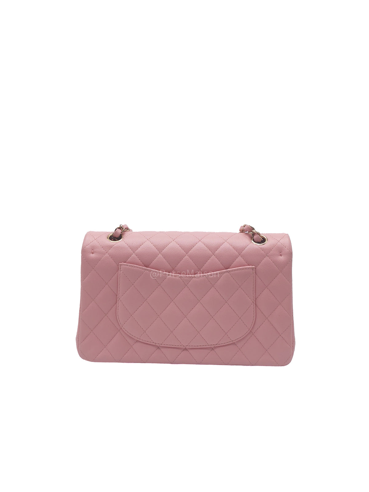 Chanel Classic Double Flap Medium in Sakura Pink Caviar Leather and Light Gold Hardware Microchip (LC****22) | Purse Maison Luxury Bags Shop