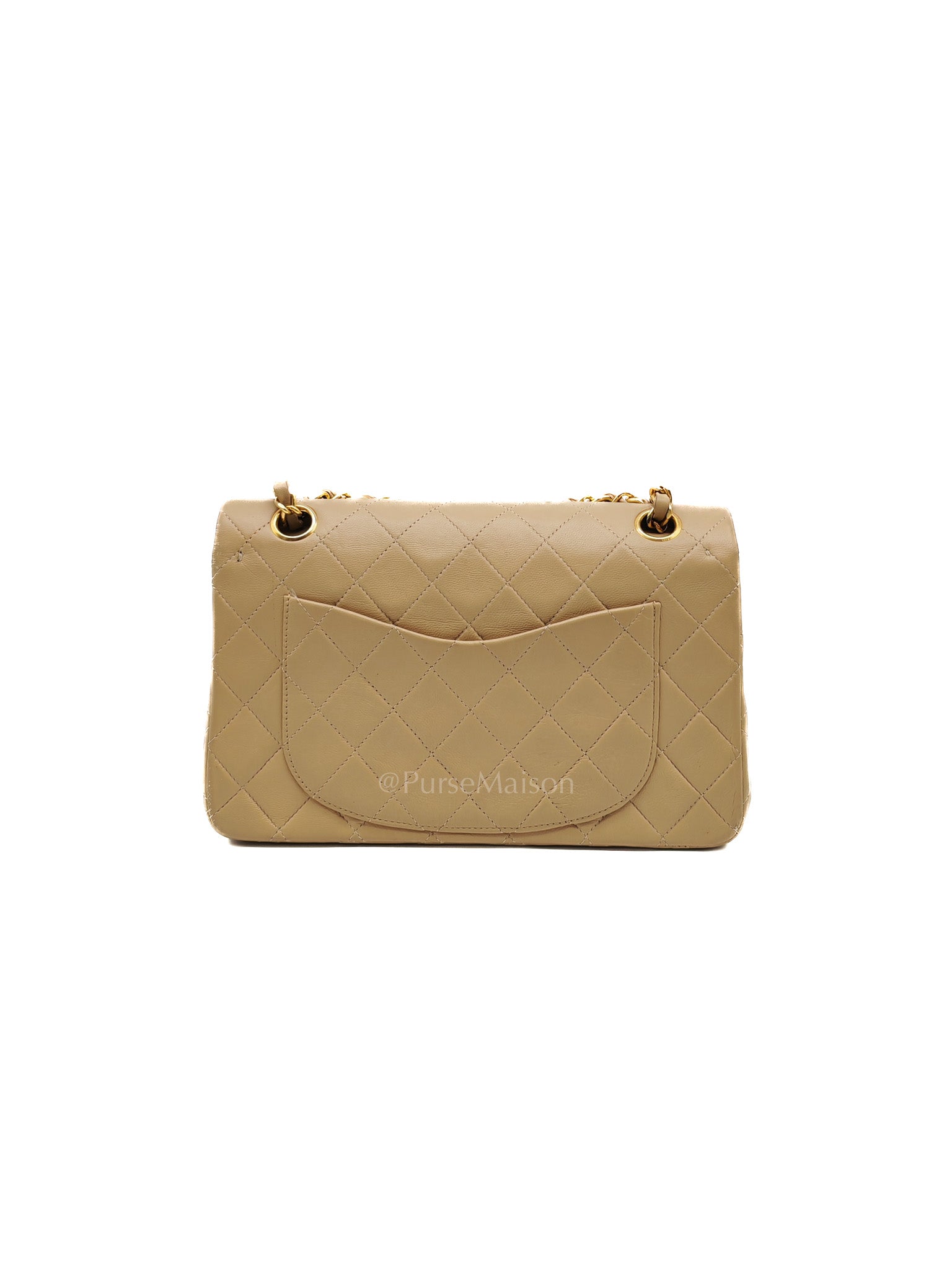 Classic Double Flap Small in Beige Lambskin Leather & Gold Hardware Series 1 | Purse Maison Luxury Bags Shop