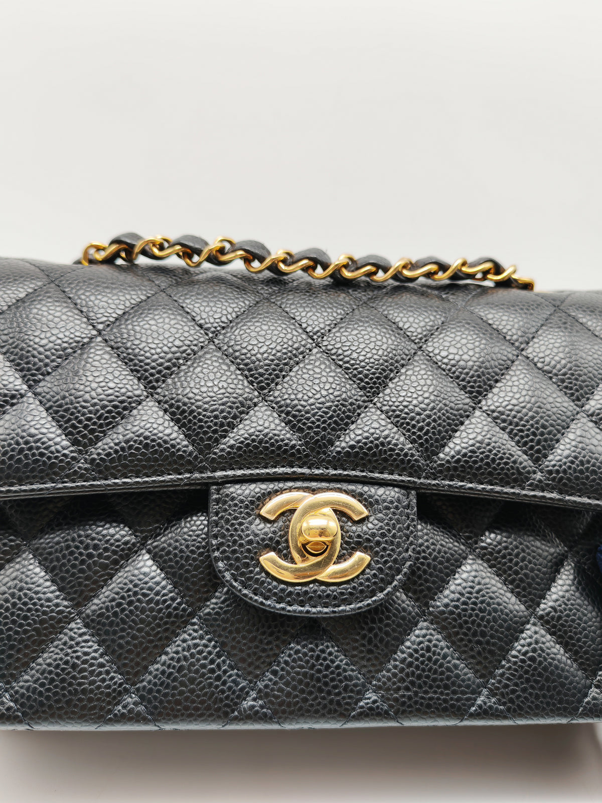 Chanel Classic Double Flap Small in Black Caviar Leather Gold Hardware (Microchip) | Purse Maison Luxury Bags Shop