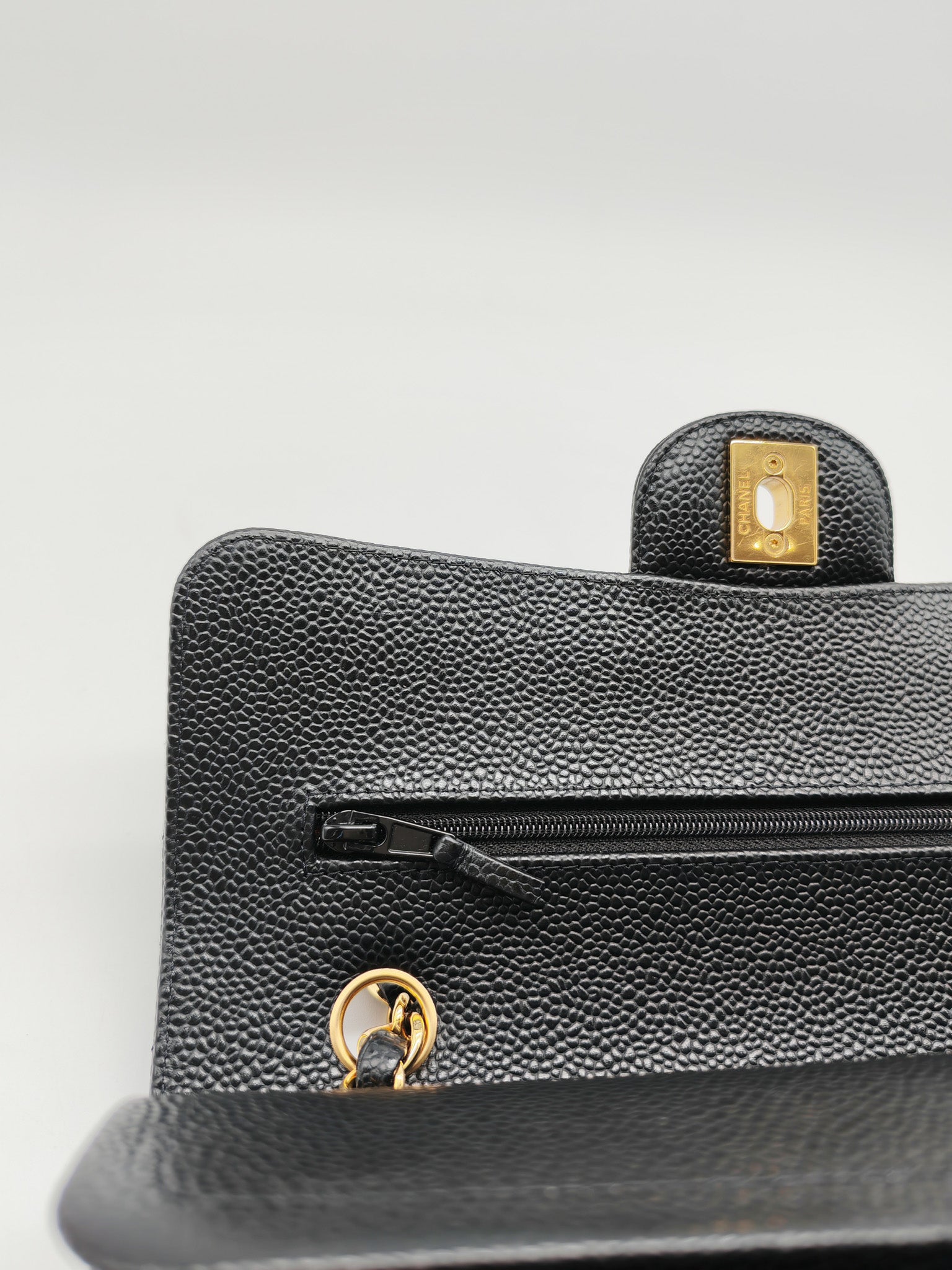 Classic Double Flap Small in Black Caviar Leather Gold Hardware (Microchip) | Purse Maison Luxury Bags Shop