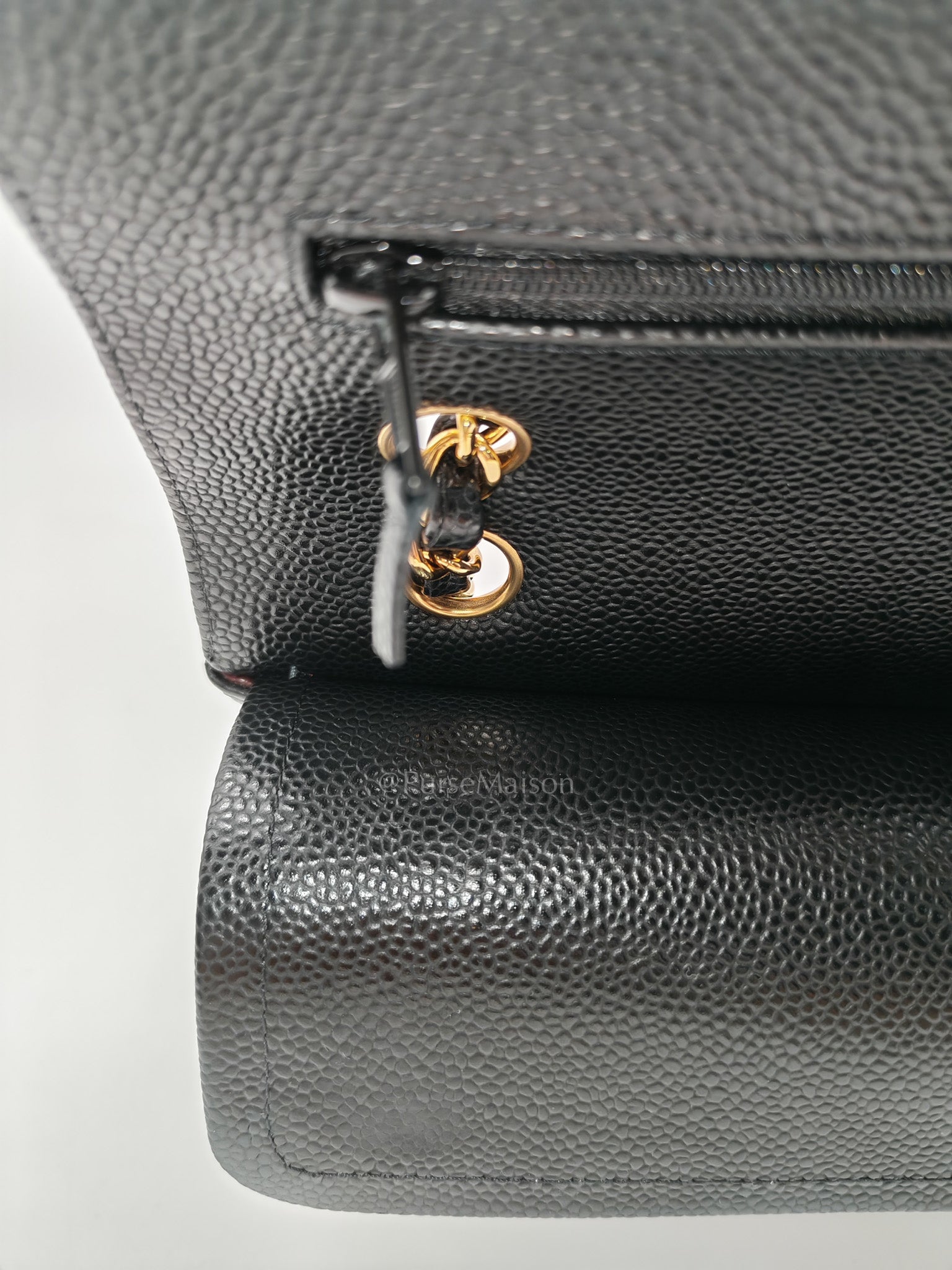 Classic Double Flap Small in Black Caviar Leather Gold Hardware (Microchip) | Purse Maison Luxury Bags Shop