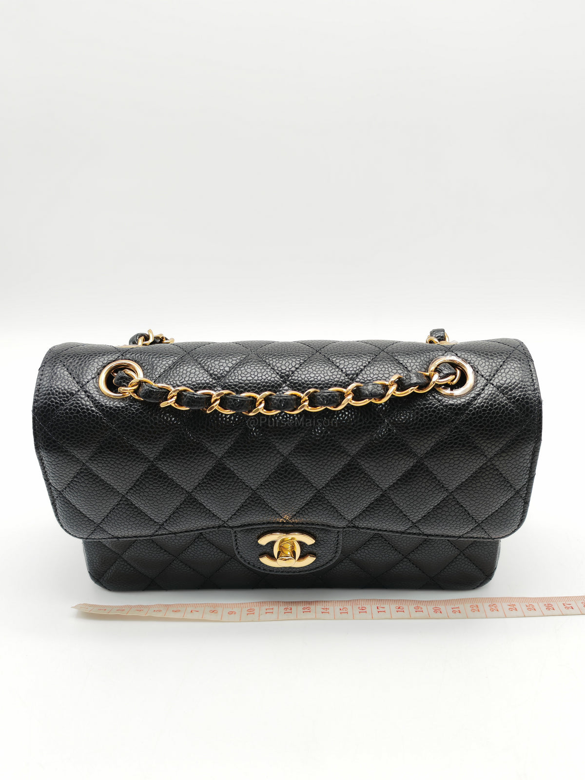 Chanel Classic Double Flap Small in Black Caviar Leather Gold Hardware (Microchip) | Purse Maison Luxury Bags Shop