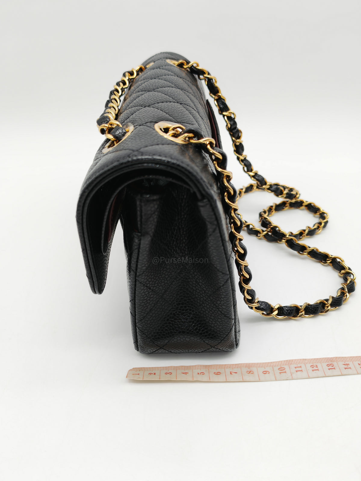 Chanel Classic Double Flap Small in Black Caviar Leather Gold Hardware (Microchip) | Purse Maison Luxury Bags Shop