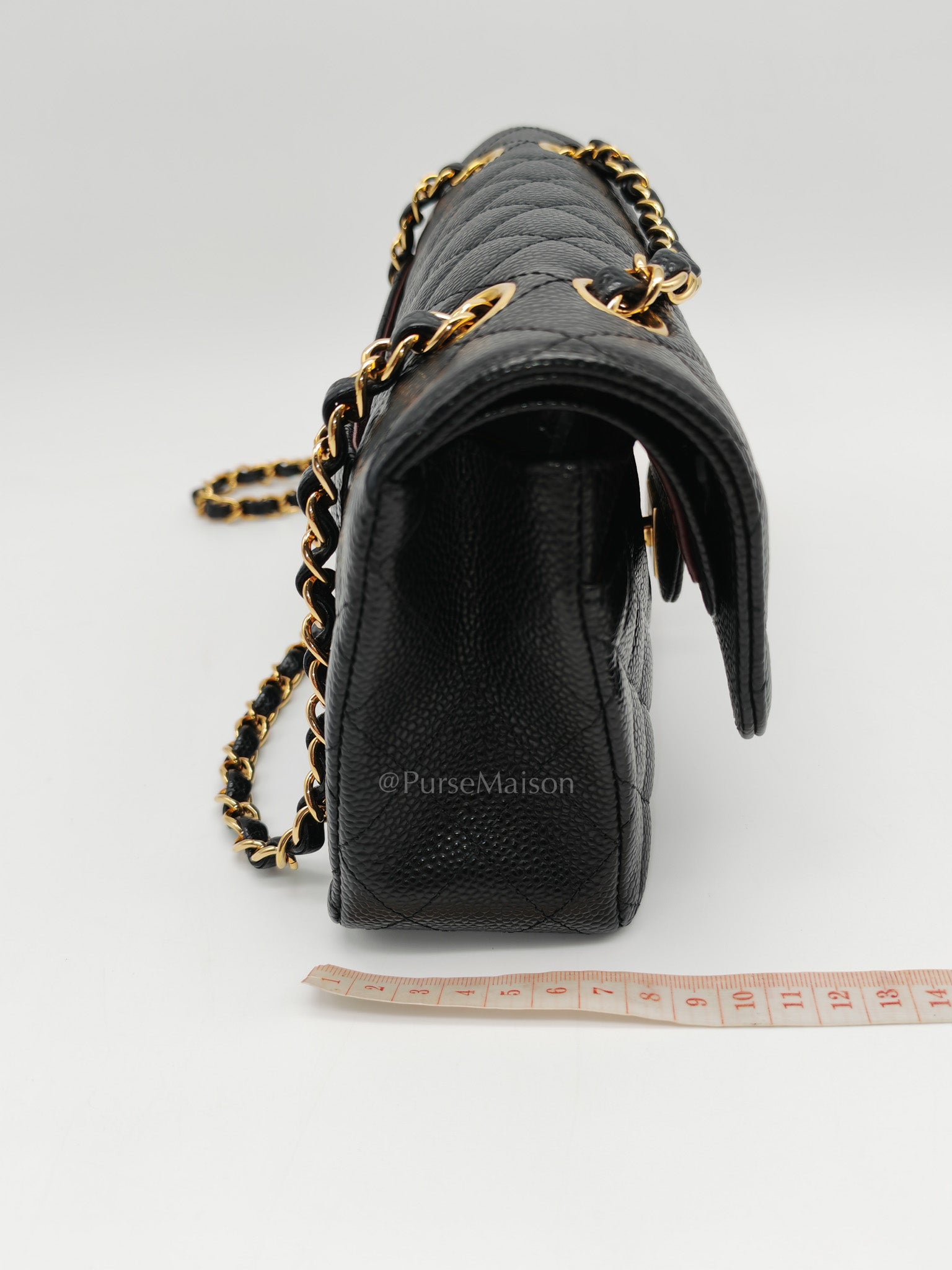 Classic Double Flap Small in Black Caviar Leather Gold Hardware (Microchip) | Purse Maison Luxury Bags Shop