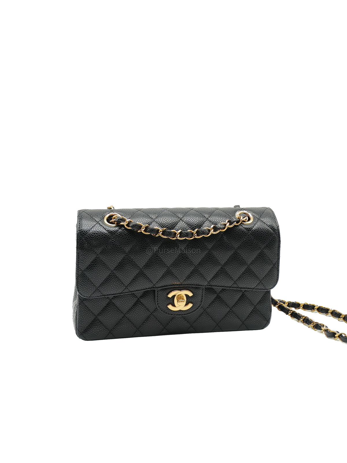 Chanel Classic Double Flap Small in Black Caviar Leather Gold Hardware (Microchip) | Purse Maison Luxury Bags Shop