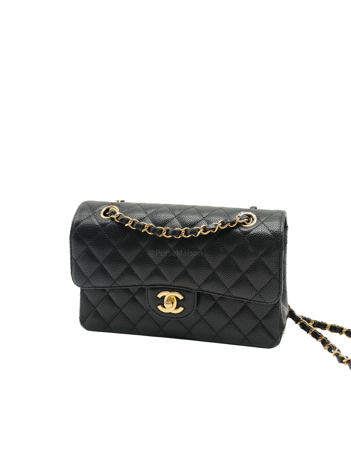 Chanel Classic Double Flap Small in Black Caviar Leather Gold Hardware (Microchip) | Purse Maison Luxury Bags Shop