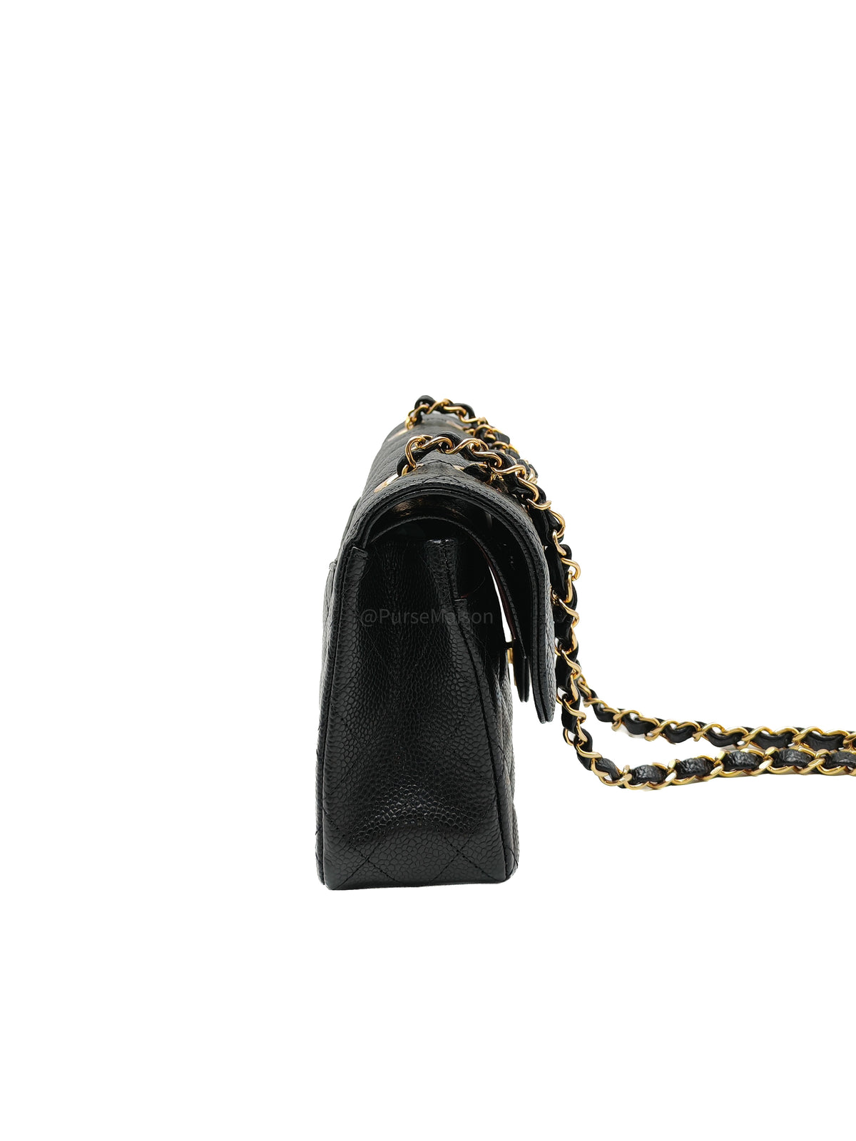 Chanel Classic Double Flap Small in Black Caviar Leather Gold Hardware (Microchip) | Purse Maison Luxury Bags Shop