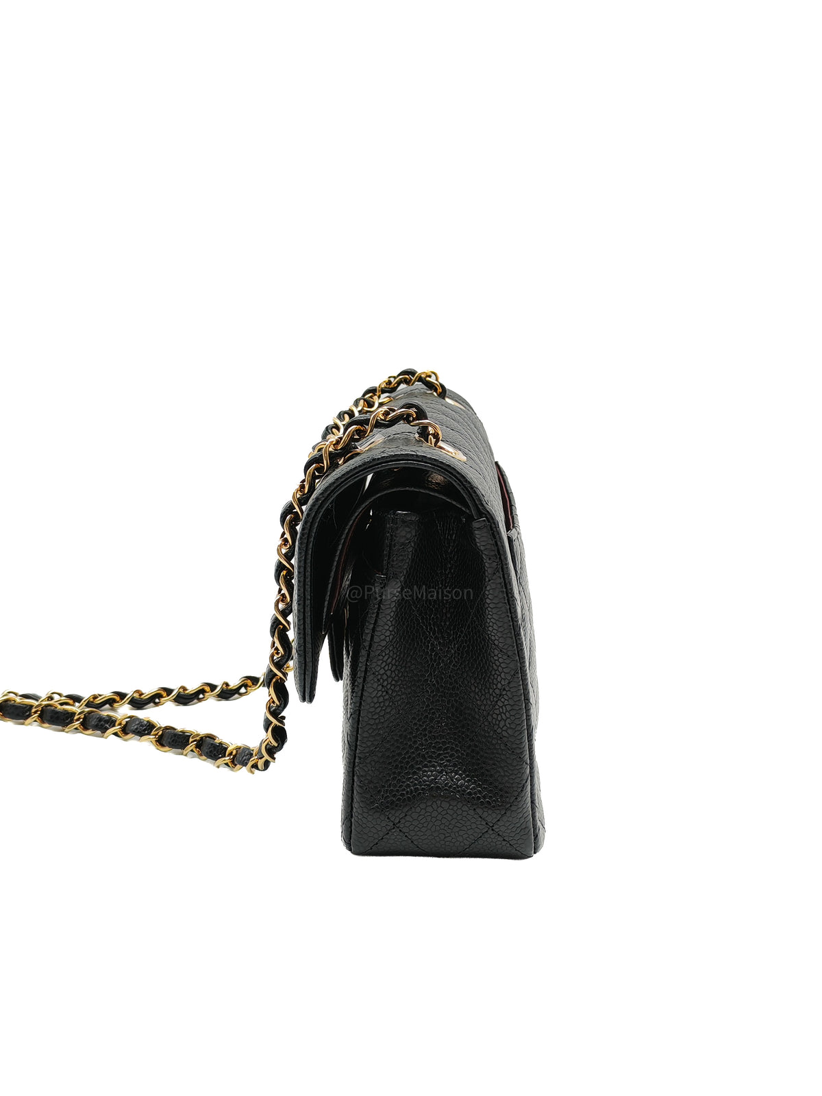 Chanel Classic Double Flap Small in Black Caviar Leather Gold Hardware (Microchip) | Purse Maison Luxury Bags Shop
