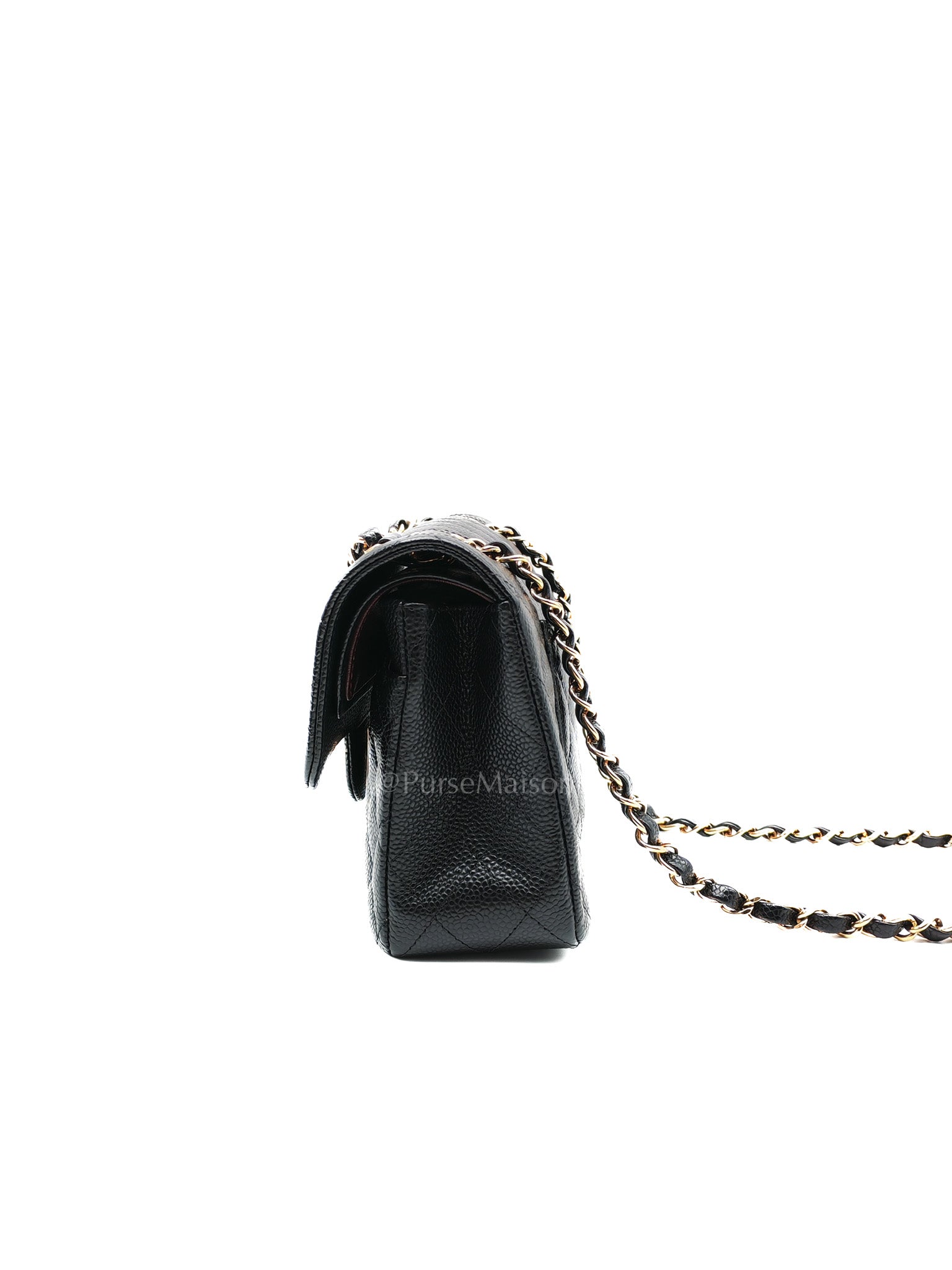 Classic Double Flap Small in Black Caviar Leather Gold Hardware (Microchip) | Purse Maison Luxury Bags Shop