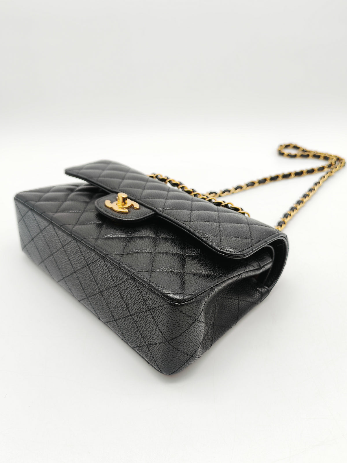 Chanel Classic Double Flap Small in Black Caviar Leather Gold Hardware (Microchip) | Purse Maison Luxury Bags Shop