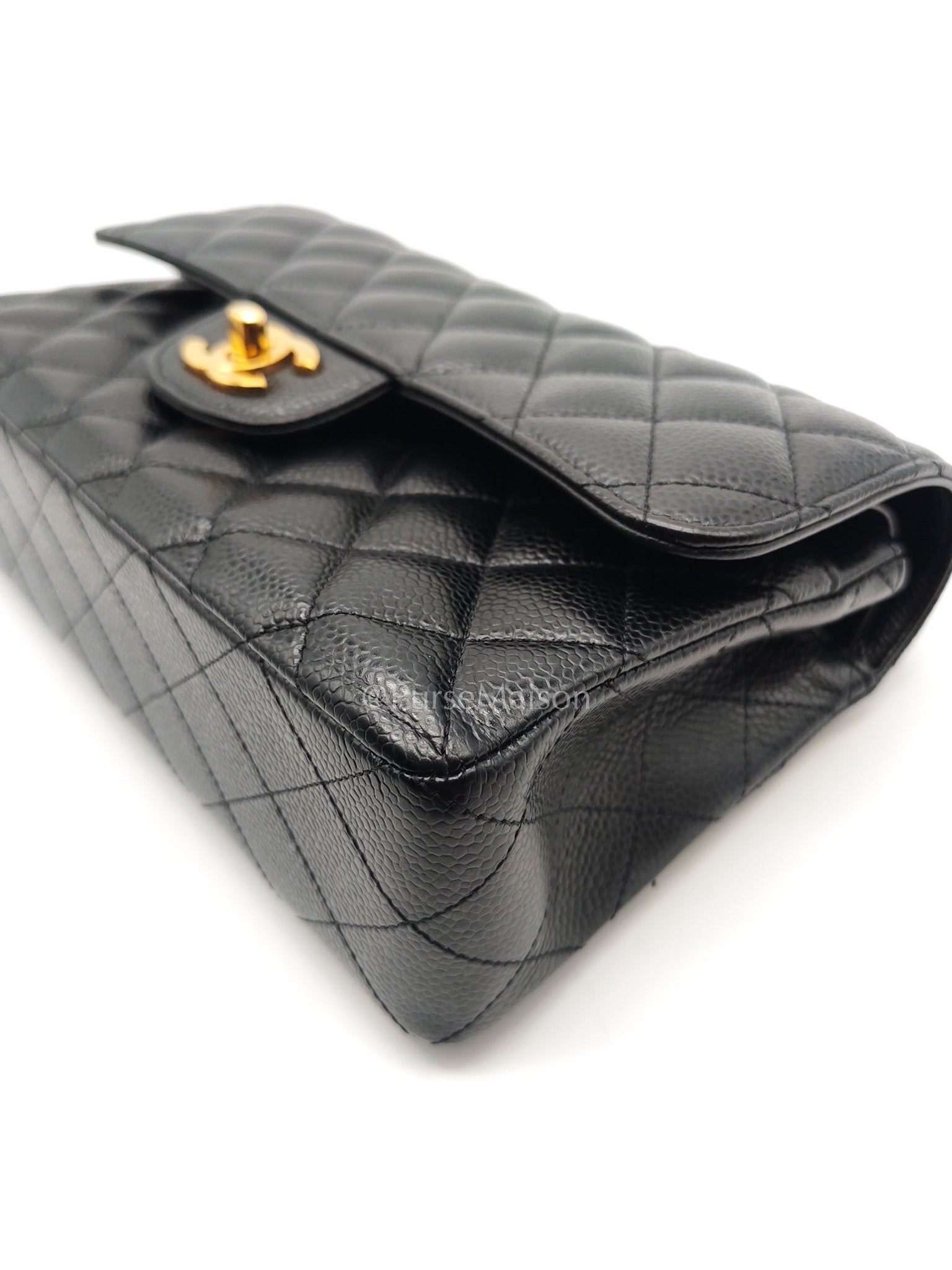 Chanel Classic Double Flap Small in Black Caviar Leather Gold Hardware (Series 27) | Purse Maison Luxury Bags Shop