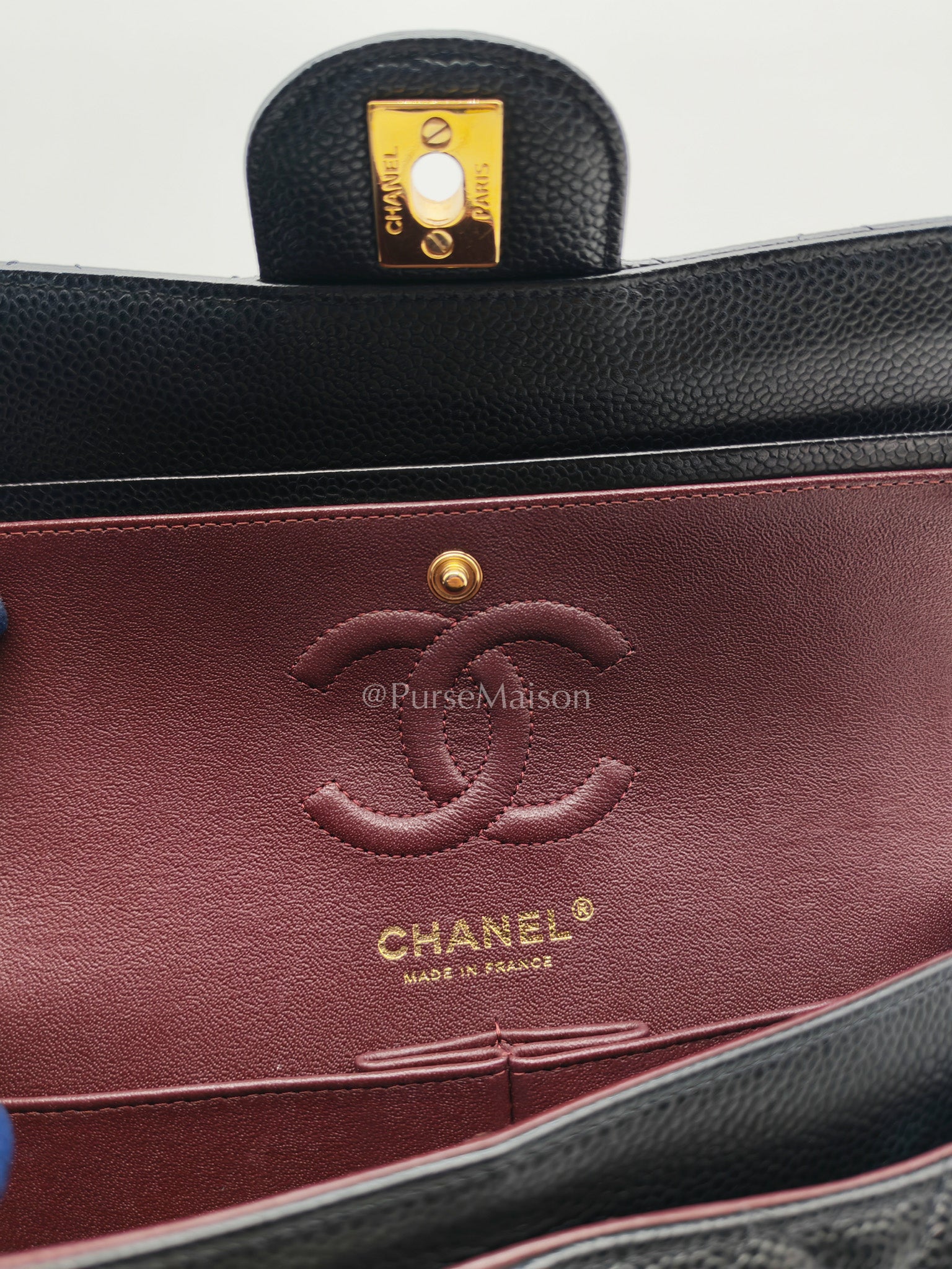 Chanel Classic Double Flap Small in Black Caviar Leather Gold Hardware (Series 27) | Purse Maison Luxury Bags Shop