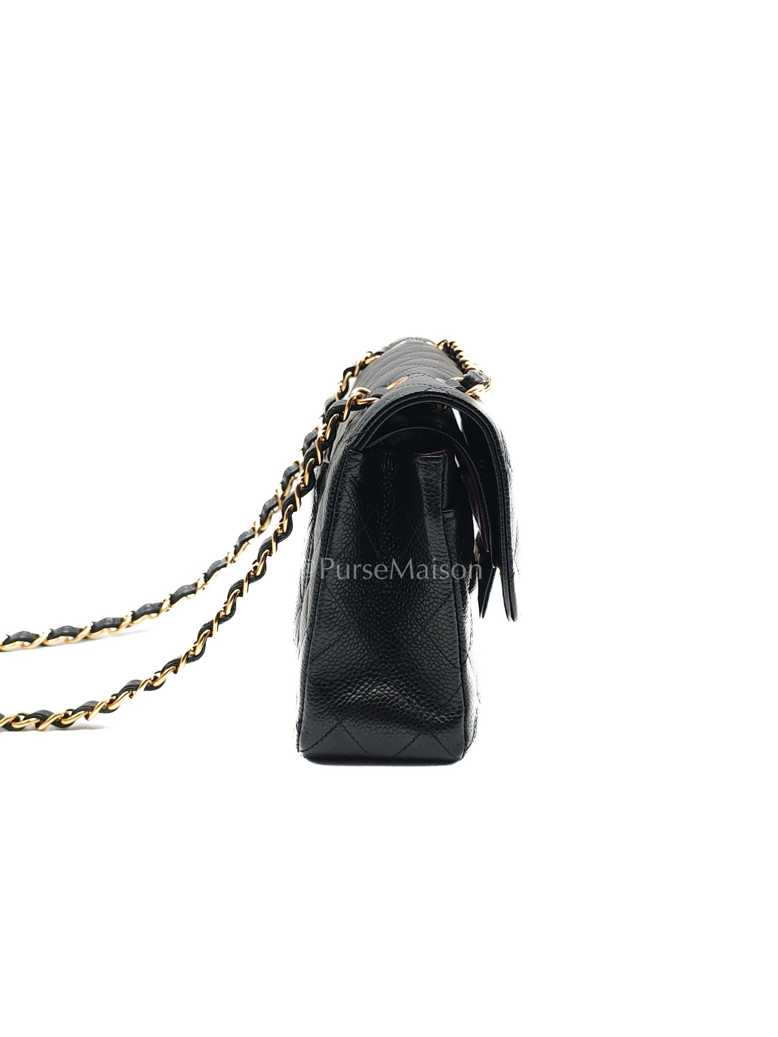 Chanel Classic Double Flap Small in Black Caviar Leather Gold Hardware (Series 27) | Purse Maison Luxury Bags Shop