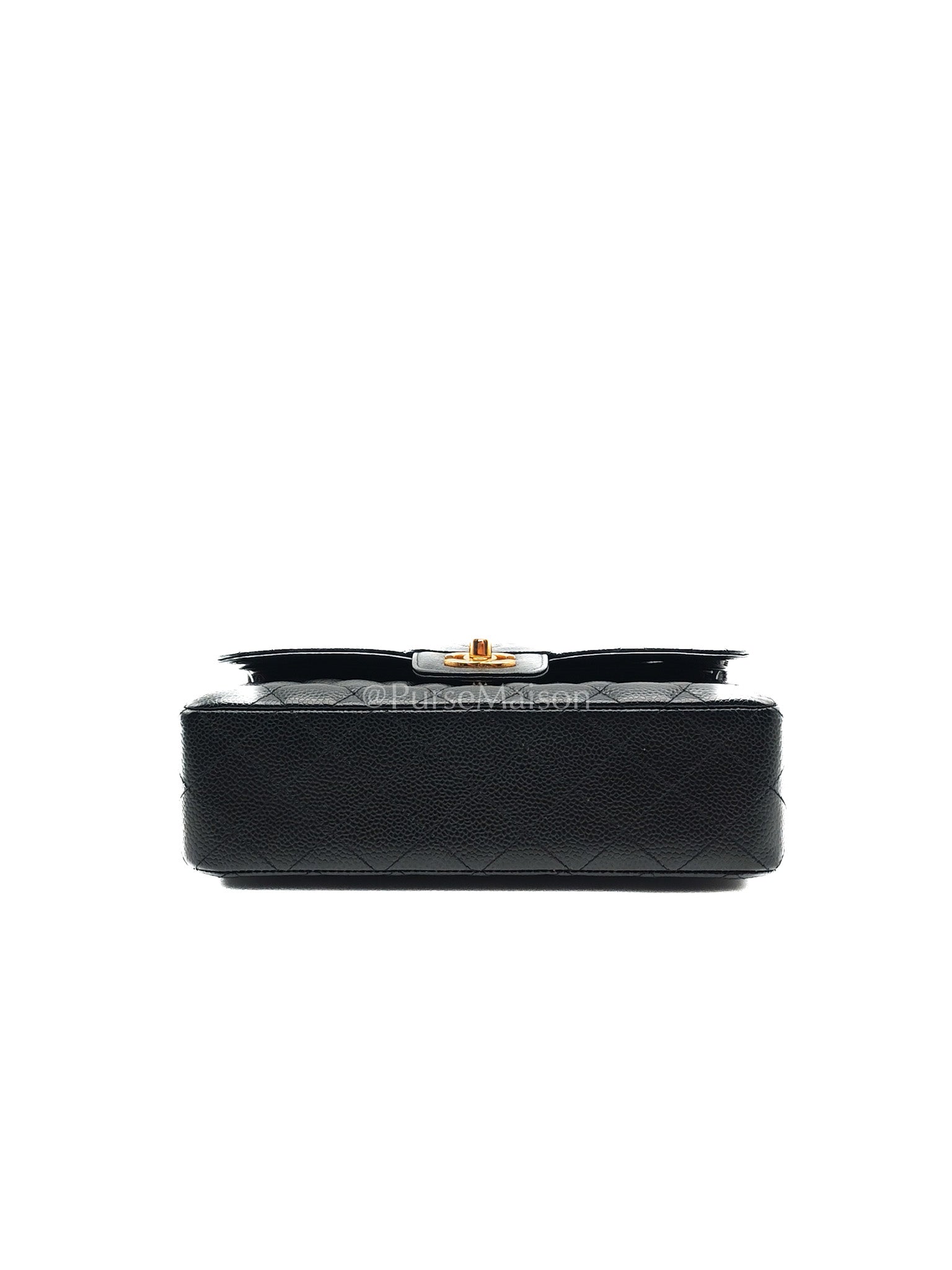 Chanel Classic Double Flap Small in Black Caviar Leather Gold Hardware (Series 27) | Purse Maison Luxury Bags Shop