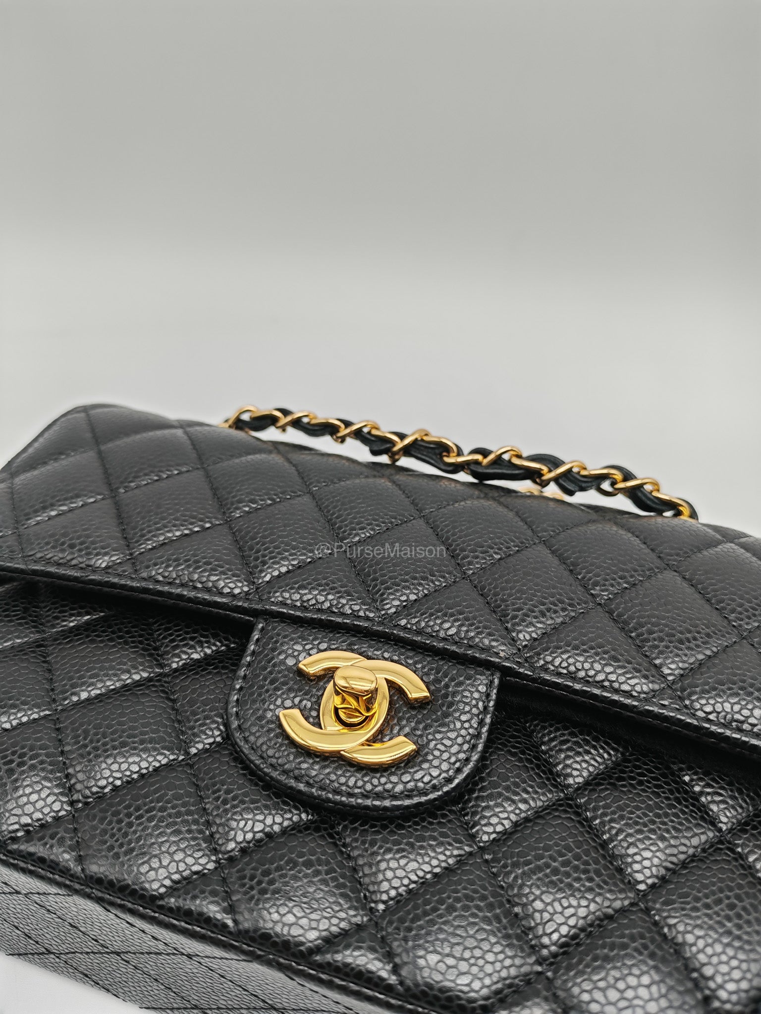 Chanel Classic Double Flap Small in Black Caviar Leather Gold Hardware (Series 31) | Purse Maison Luxury Bags Shop