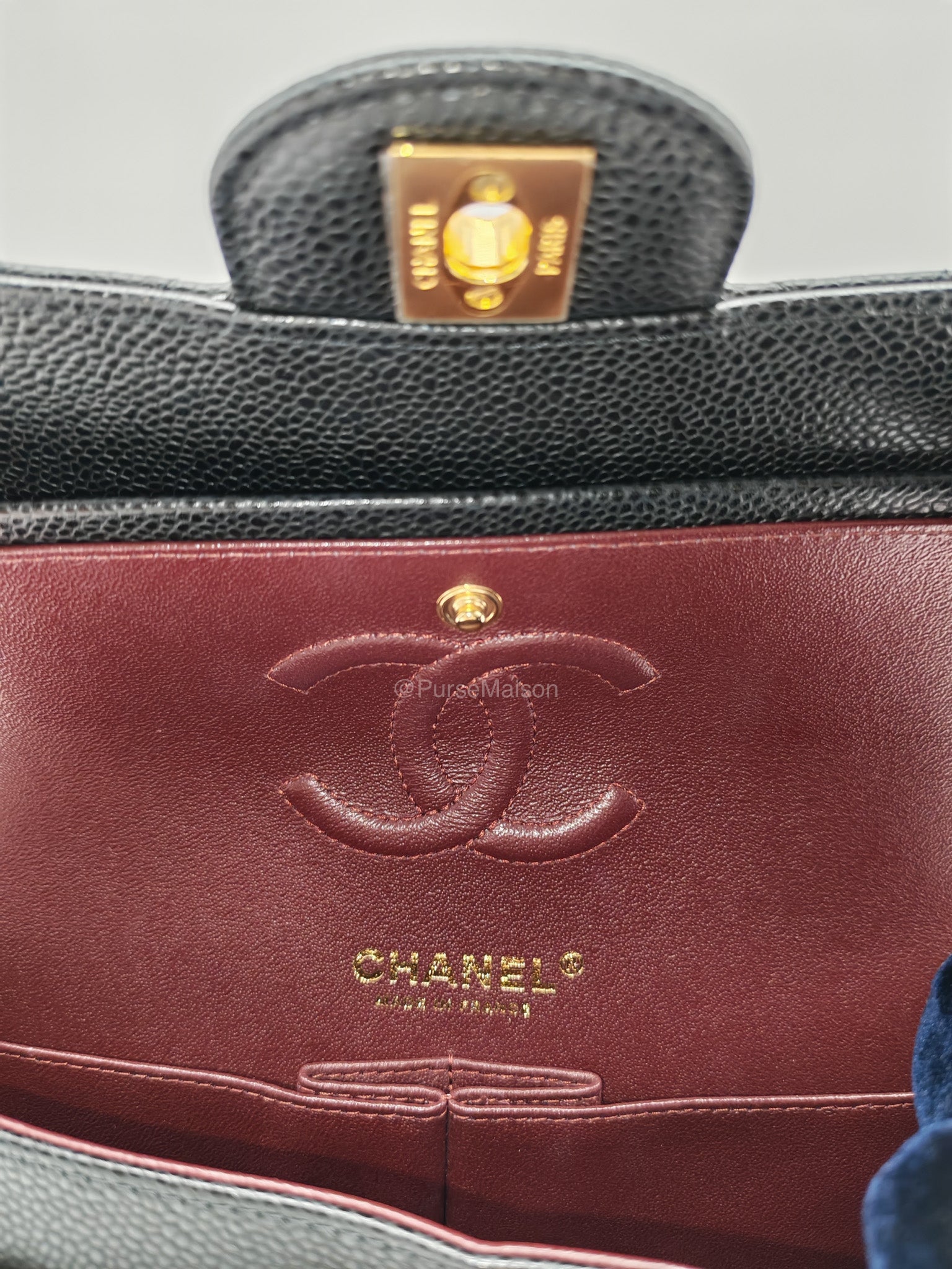 Chanel Classic Double Flap Small in Black Caviar Leather Gold Hardware (Series 31) | Purse Maison Luxury Bags Shop