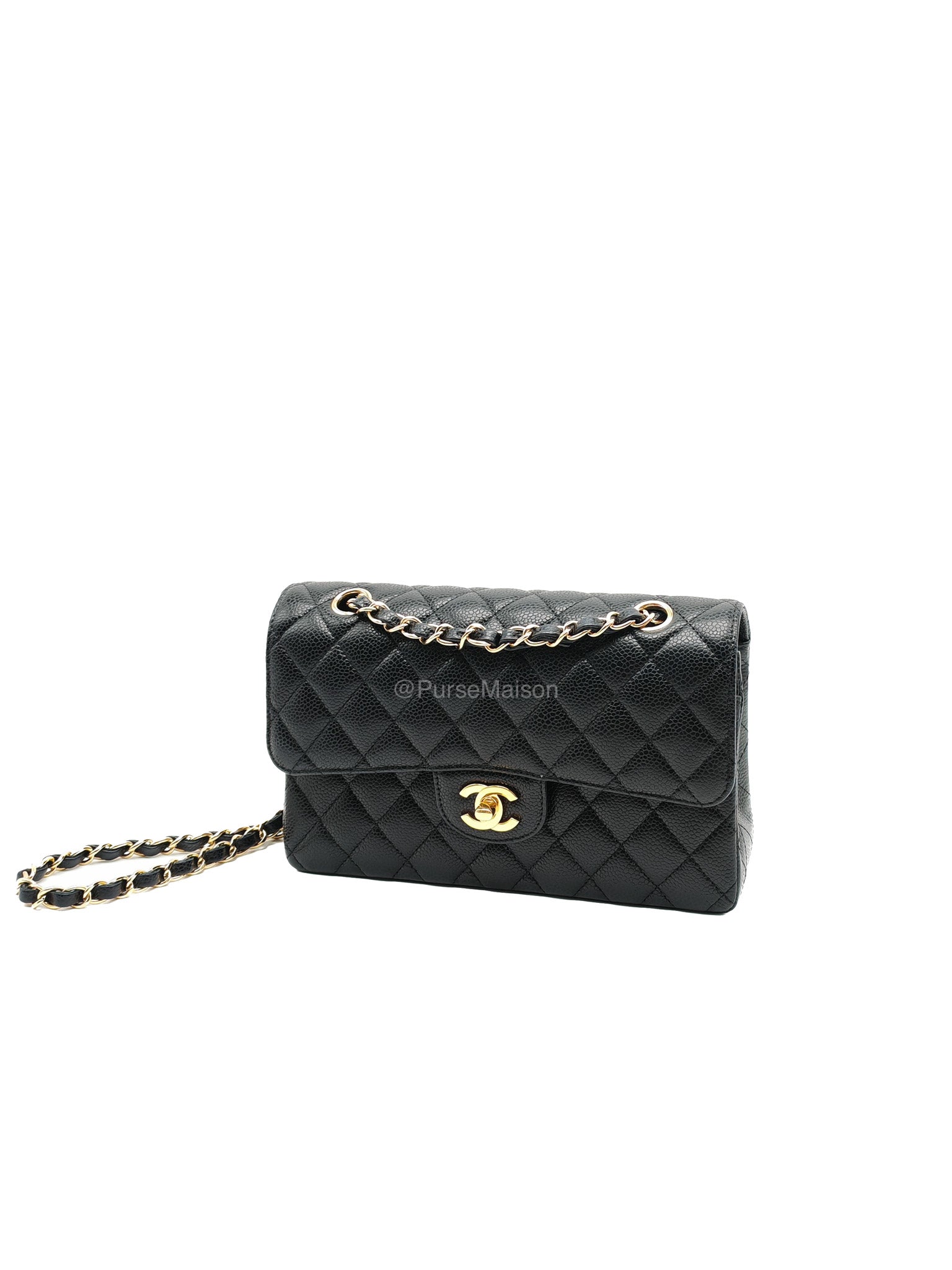 Chanel Classic Double Flap Small in Black Caviar Leather Gold Hardware (Series 31) | Purse Maison Luxury Bags Shop