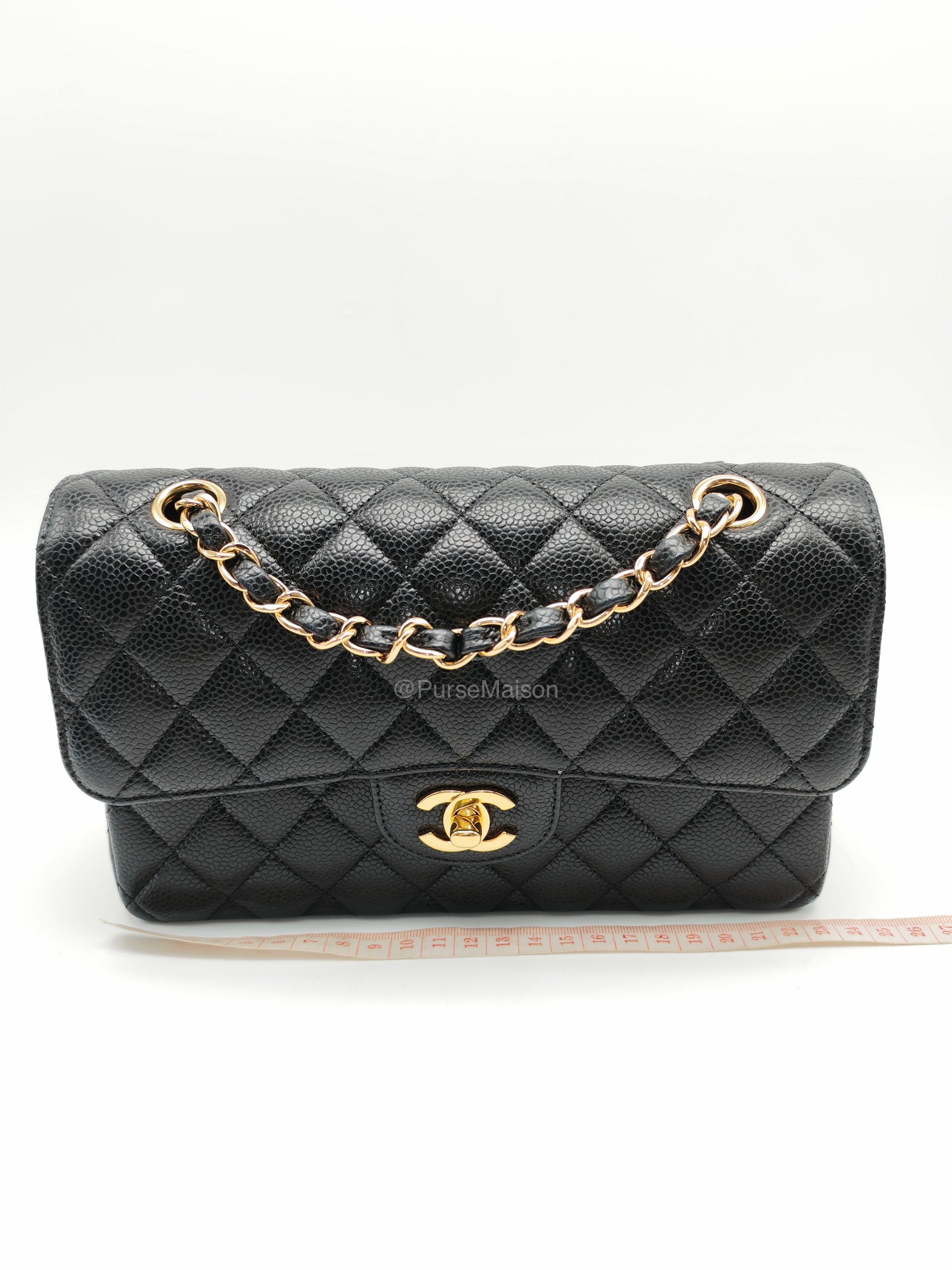 Chanel Classic Double Flap Small in Black Caviar Leather Gold Hardware (Series 31) | Purse Maison Luxury Bags Shop