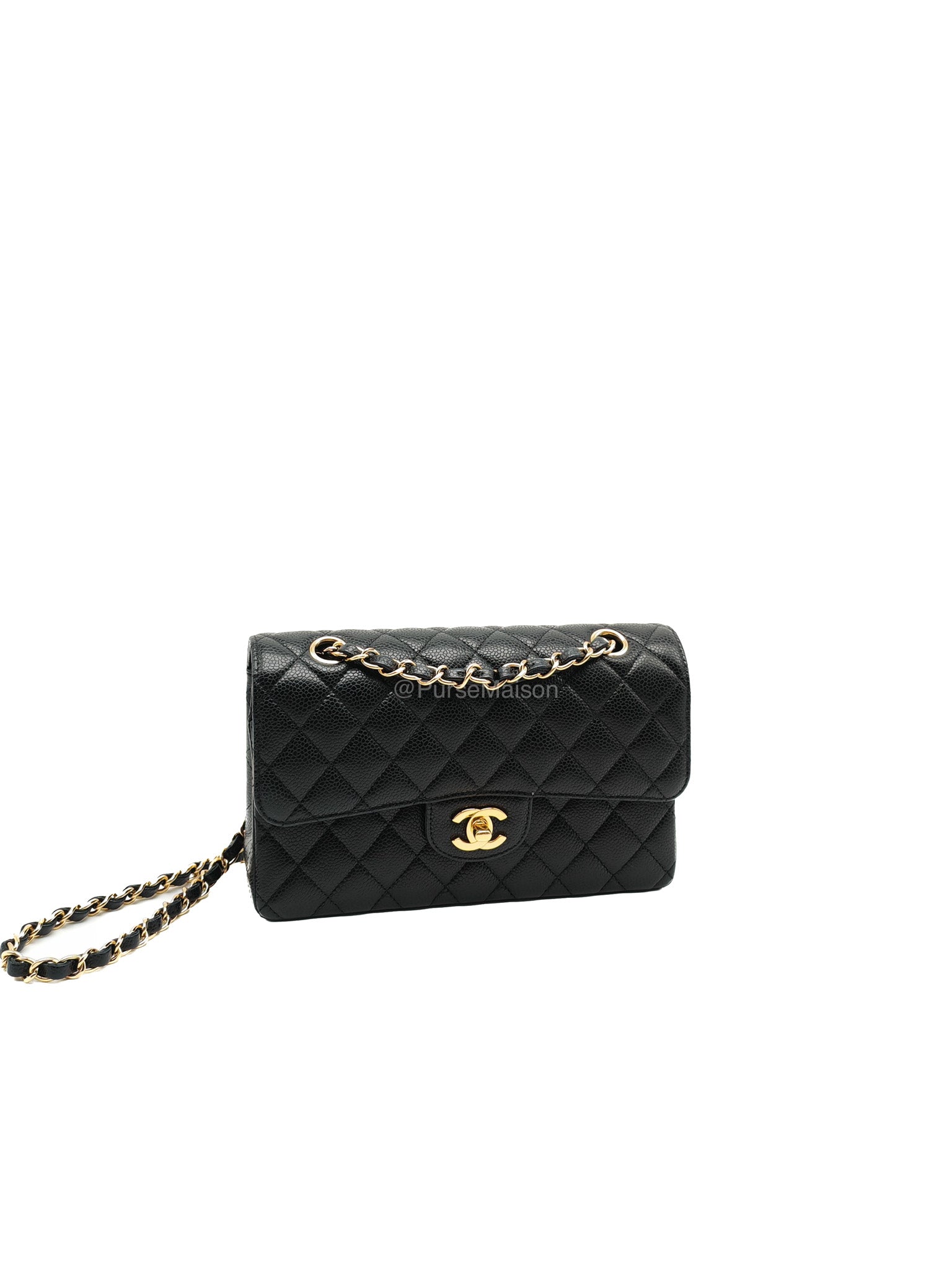Chanel Classic Double Flap Small in Black Caviar Leather Gold Hardware (Series 31) | Purse Maison Luxury Bags Shop