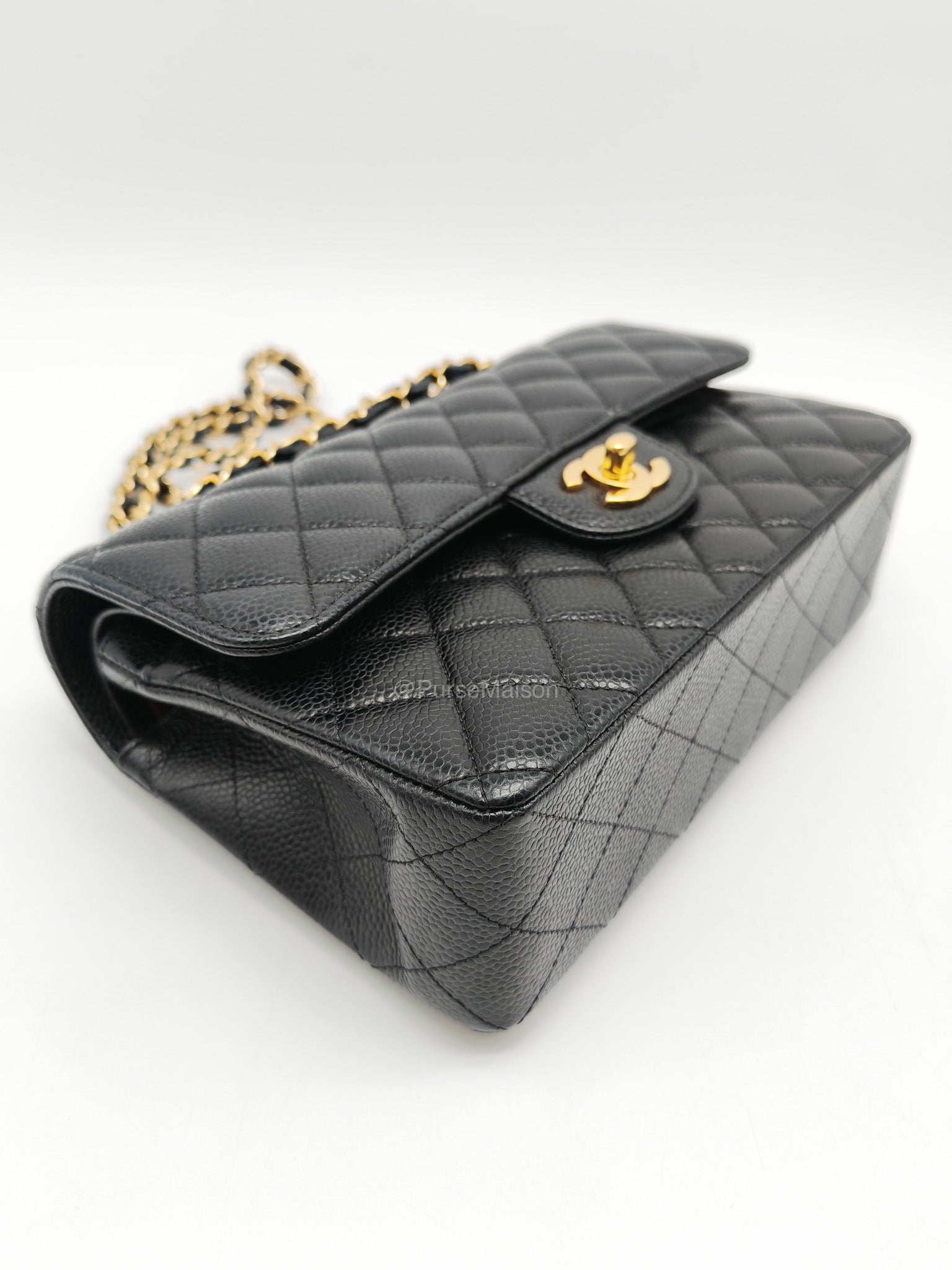 Chanel Classic Double Flap Small in Black Caviar Leather Gold Hardware (Series 31) | Purse Maison Luxury Bags Shop