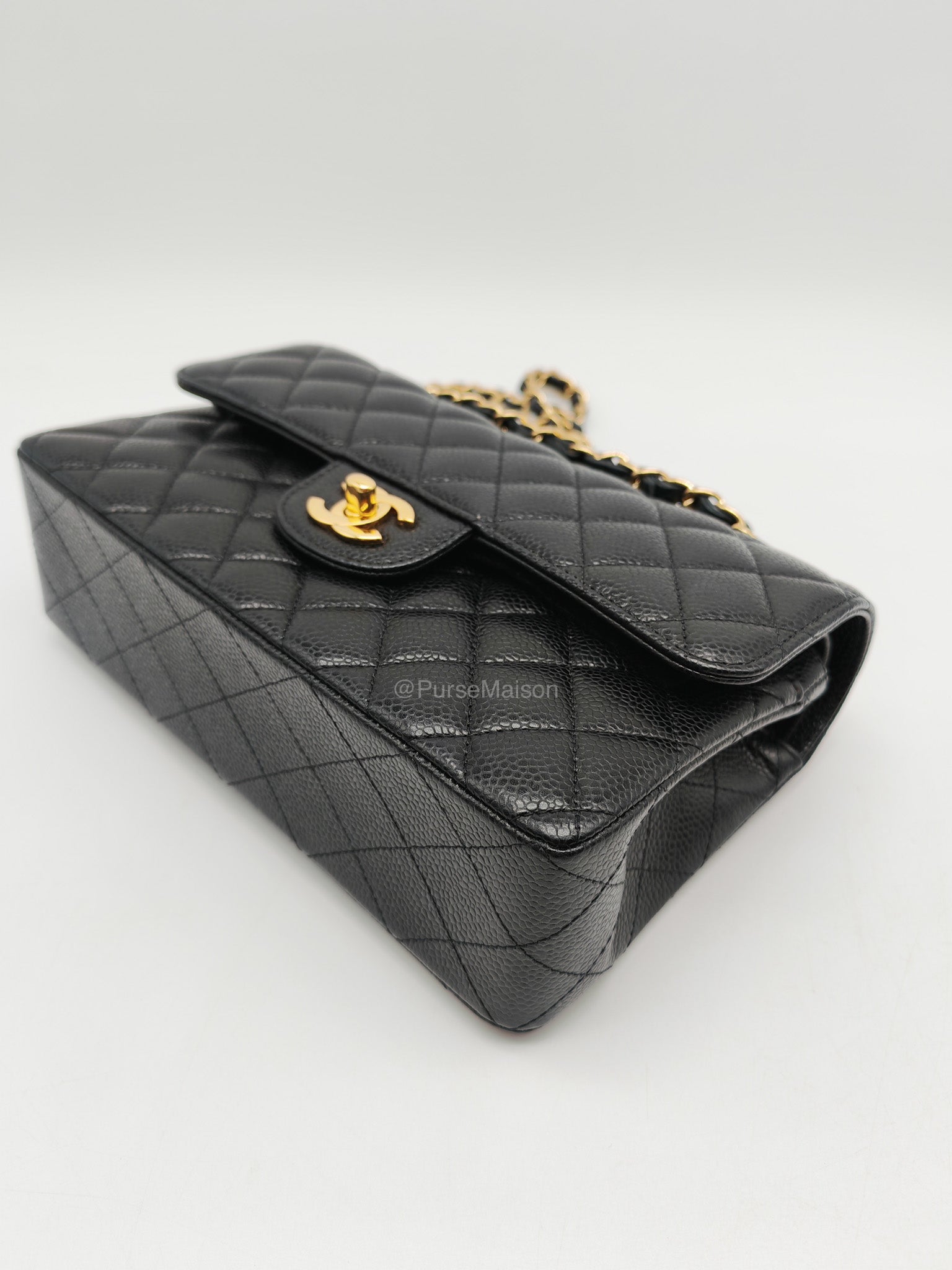 Chanel Classic Double Flap Small in Black Caviar Leather Gold Hardware (Series 31) | Purse Maison Luxury Bags Shop