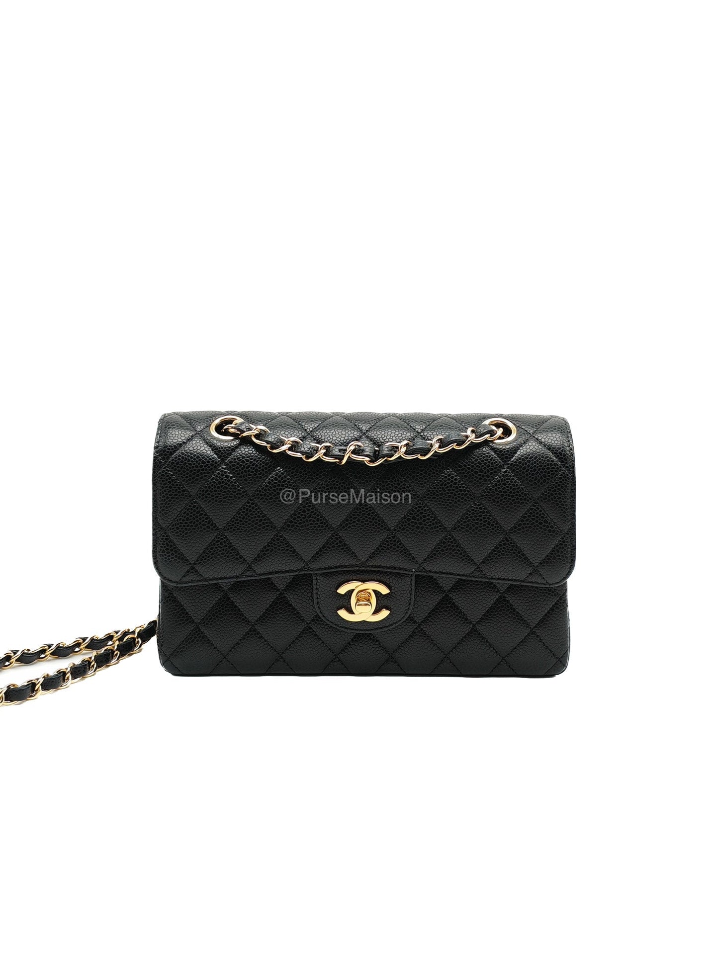 Chanel Classic Double Flap Small in Black Caviar Leather Gold Hardware (Series 31) | Purse Maison Luxury Bags Shop