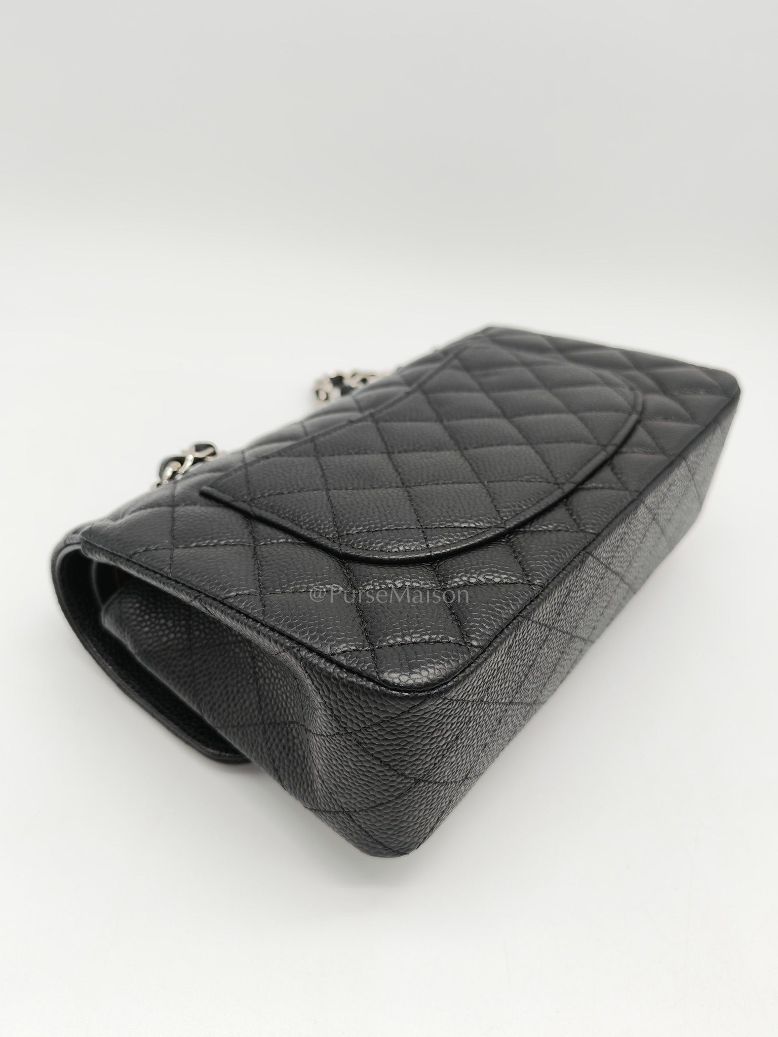 Chanel Classic Double Flap Small in Black Quilted Caviar Leather and Silver Hardware Series 29 | Purse Maison Luxury Bags Shop