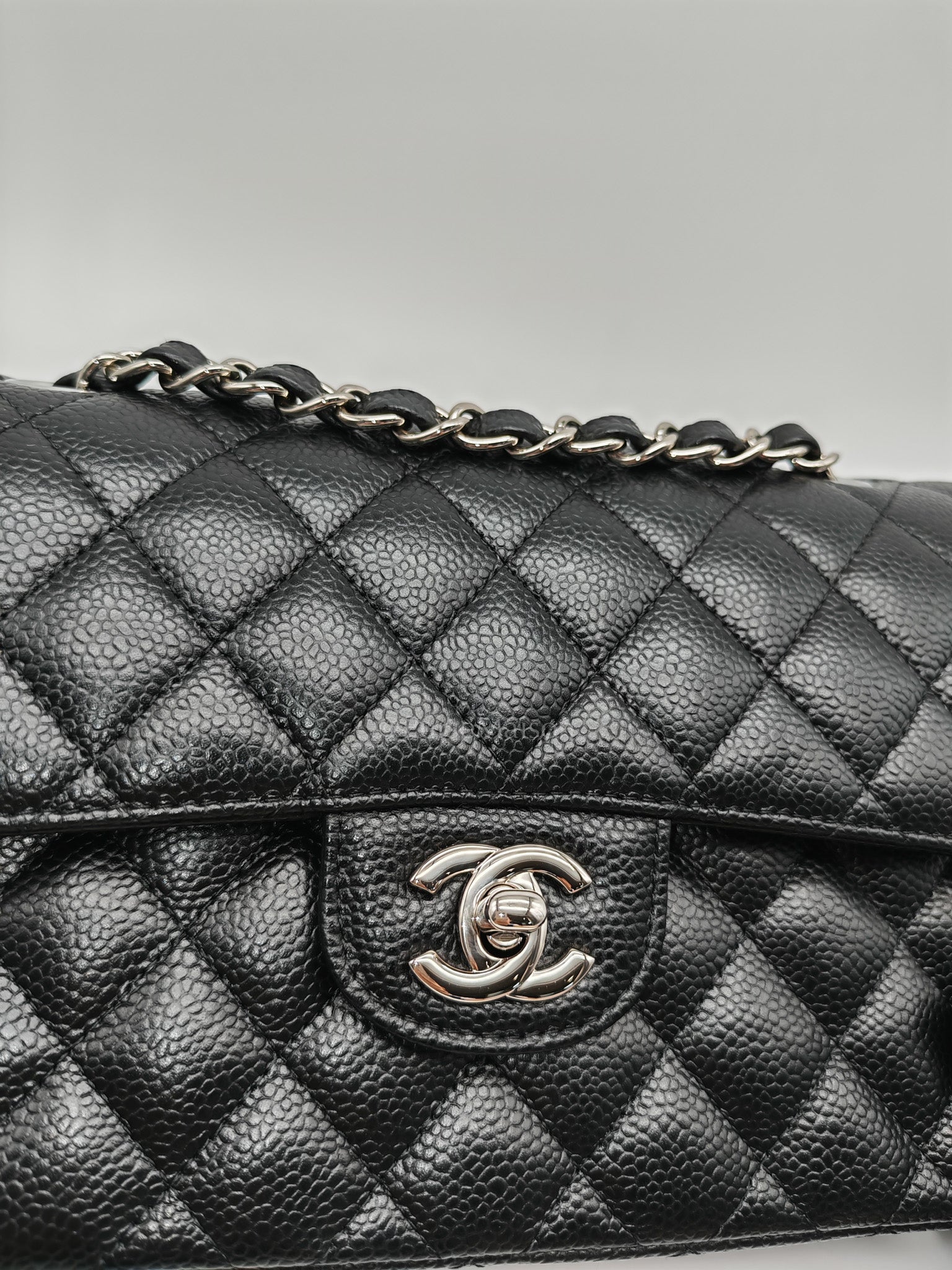Chanel Classic Double Flap Small in Black Quilted Caviar Leather and Silver Hardware Series 29 | Purse Maison Luxury Bags Shop