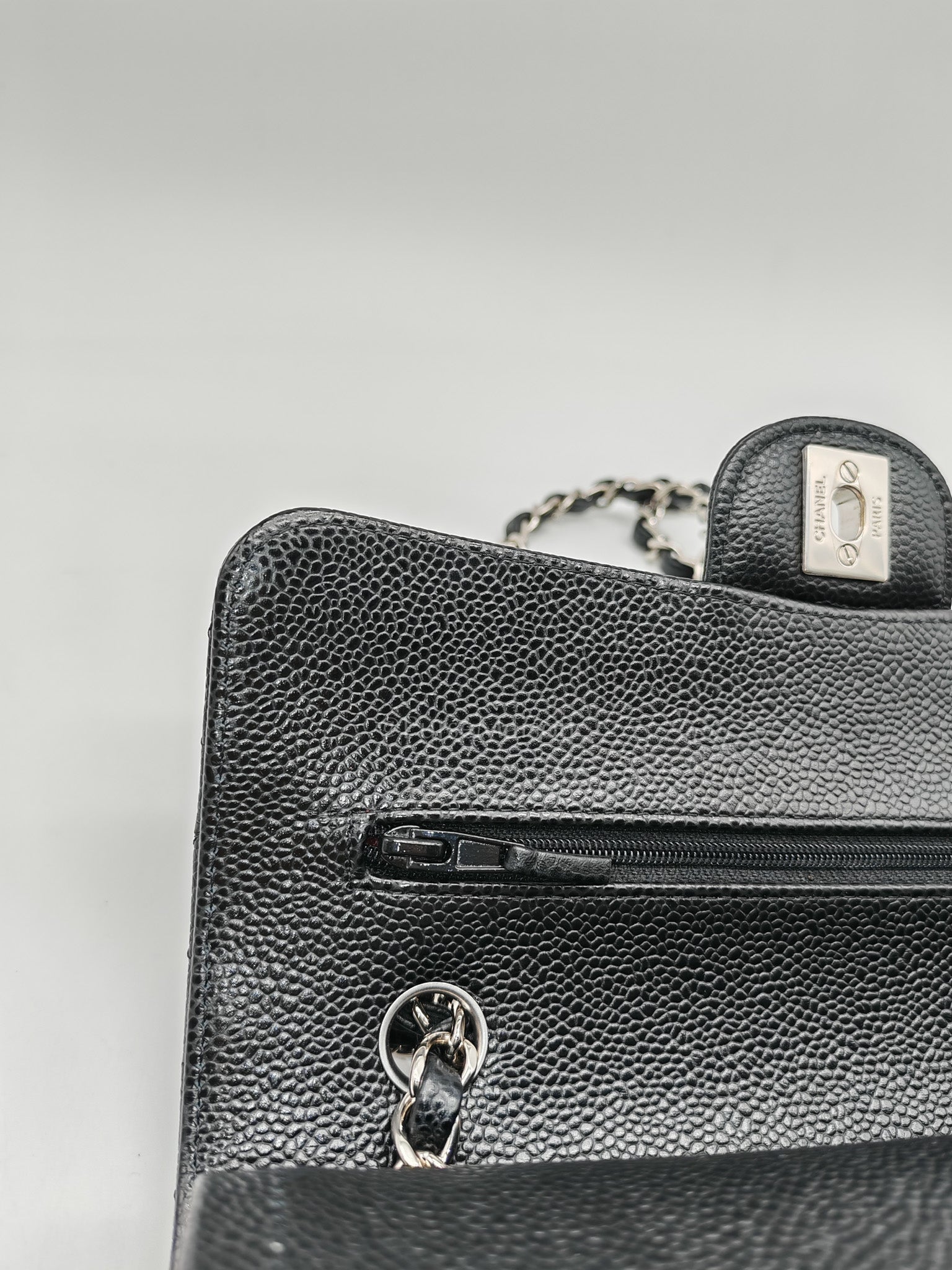 Chanel Classic Double Flap Small in Black Quilted Caviar Leather and Silver Hardware Series 29 | Purse Maison Luxury Bags Shop
