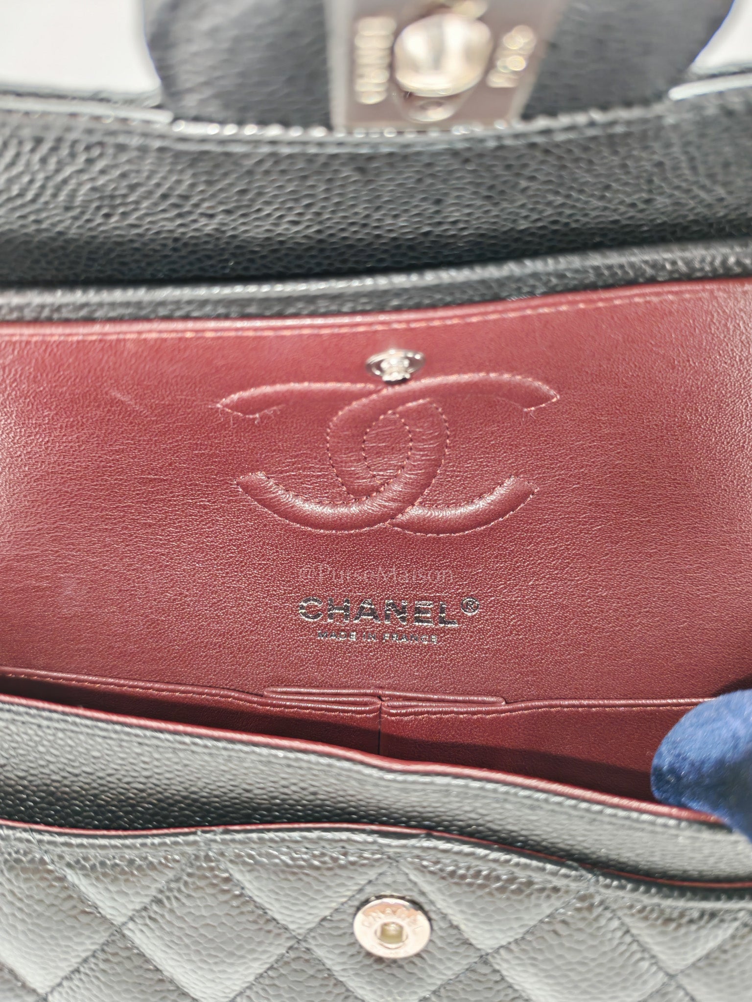 Chanel Classic Double Flap Small in Black Quilted Caviar Leather and Silver Hardware Series 29 | Purse Maison Luxury Bags Shop