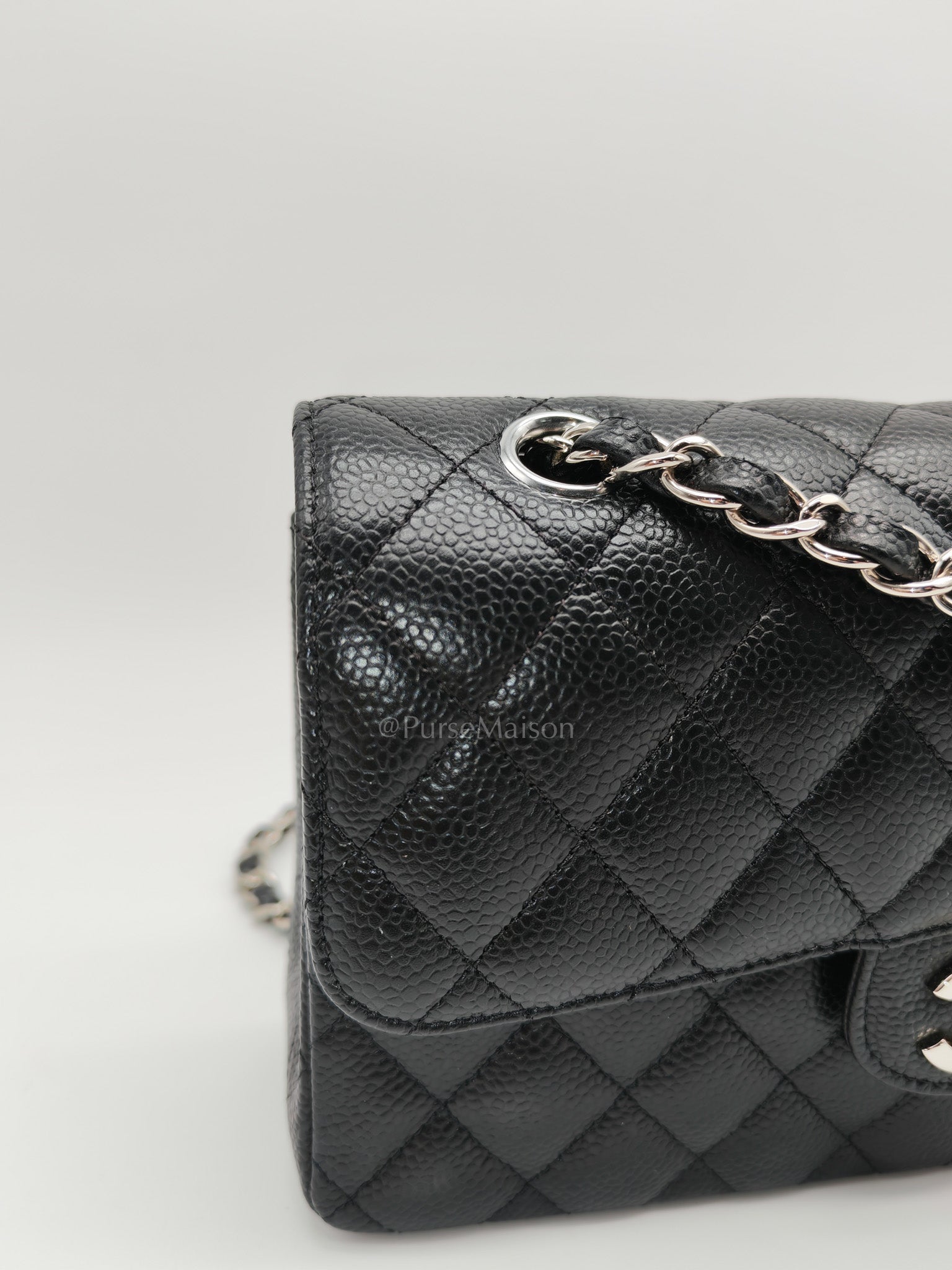 Chanel Classic Double Flap Small in Black Quilted Caviar Leather and Silver Hardware Series 29 | Purse Maison Luxury Bags Shop