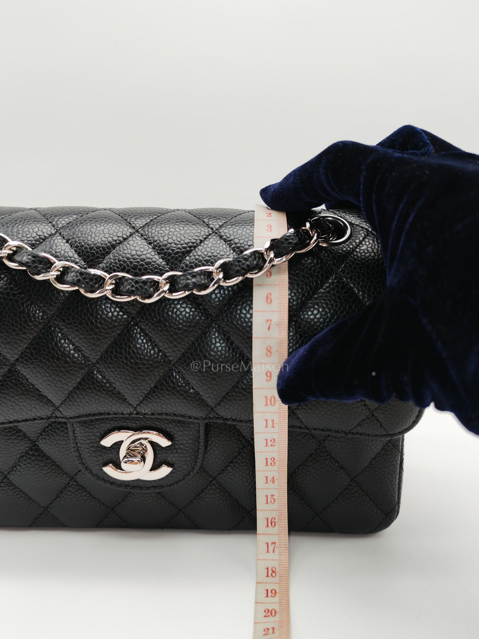 Chanel Classic Double Flap Small in Black Quilted Caviar Leather and Silver Hardware Series 29 | Purse Maison Luxury Bags Shop