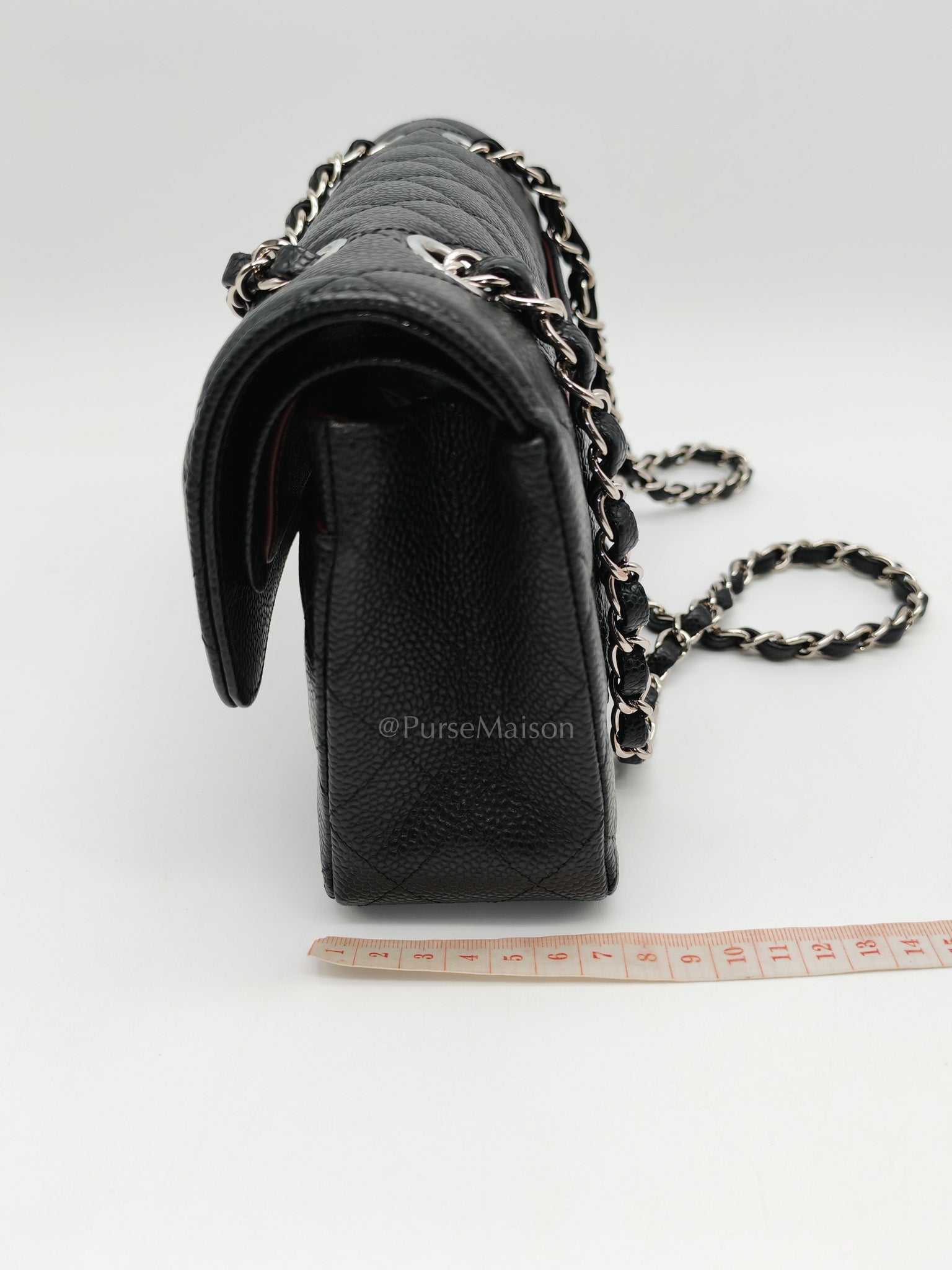 Chanel Classic Double Flap Small in Black Quilted Caviar Leather and Silver Hardware Series 29 | Purse Maison Luxury Bags Shop