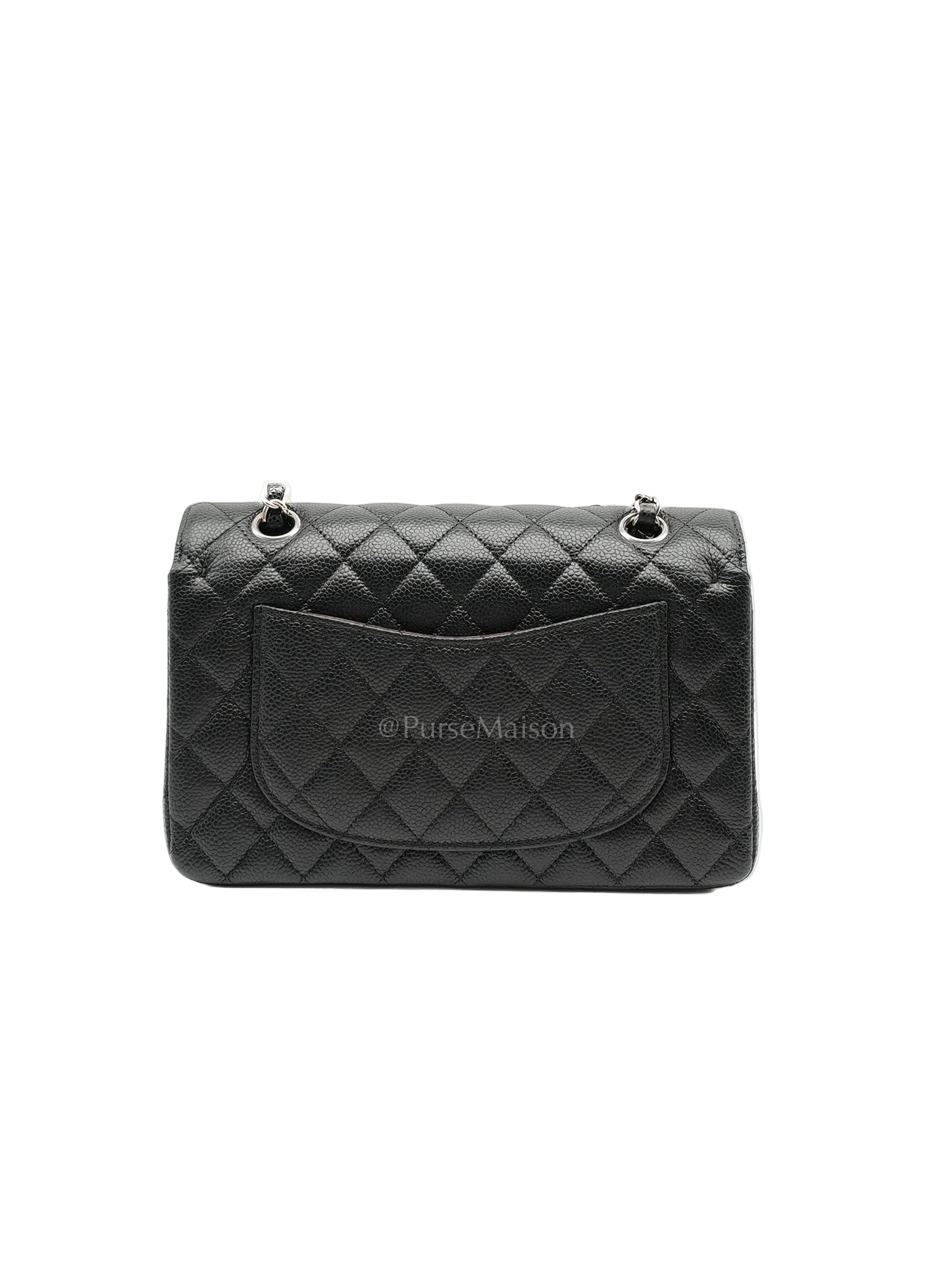 Chanel Classic Double Flap Small in Black Quilted Caviar Leather and Silver Hardware Series 29 | Purse Maison Luxury Bags Shop