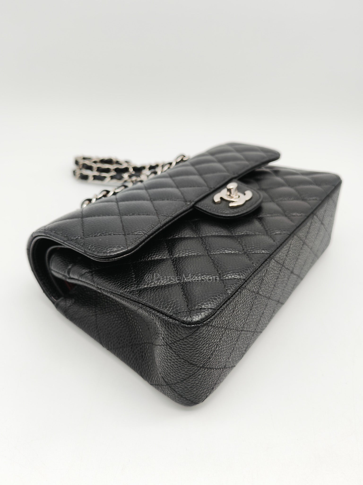 Chanel Classic Double Flap Small in Black Quilted Caviar Leather and Silver Hardware Series 29 | Purse Maison Luxury Bags Shop