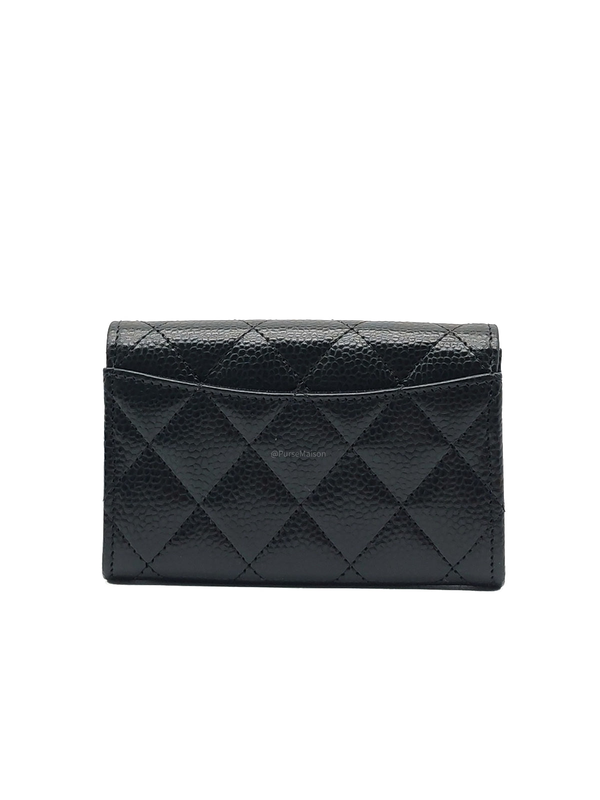 Chanel Classic Flap Card Holder in Black Caviar Leather and Gold Hardware (Microchip) | Purse Maison Luxury Bags Shop