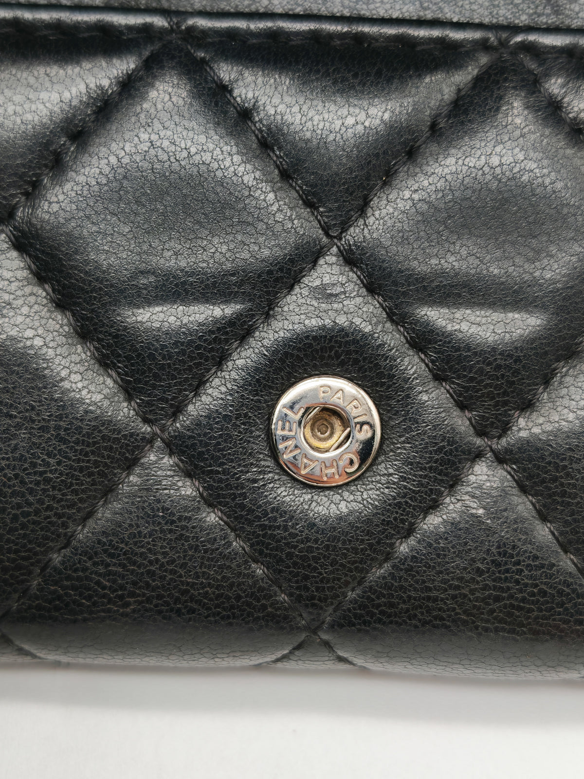 Chanel Classic Flap Card Holder in Black Quilted Calfskin Leather and Silver Hardware Series 22 | Purse Maison Luxury Bags Shop