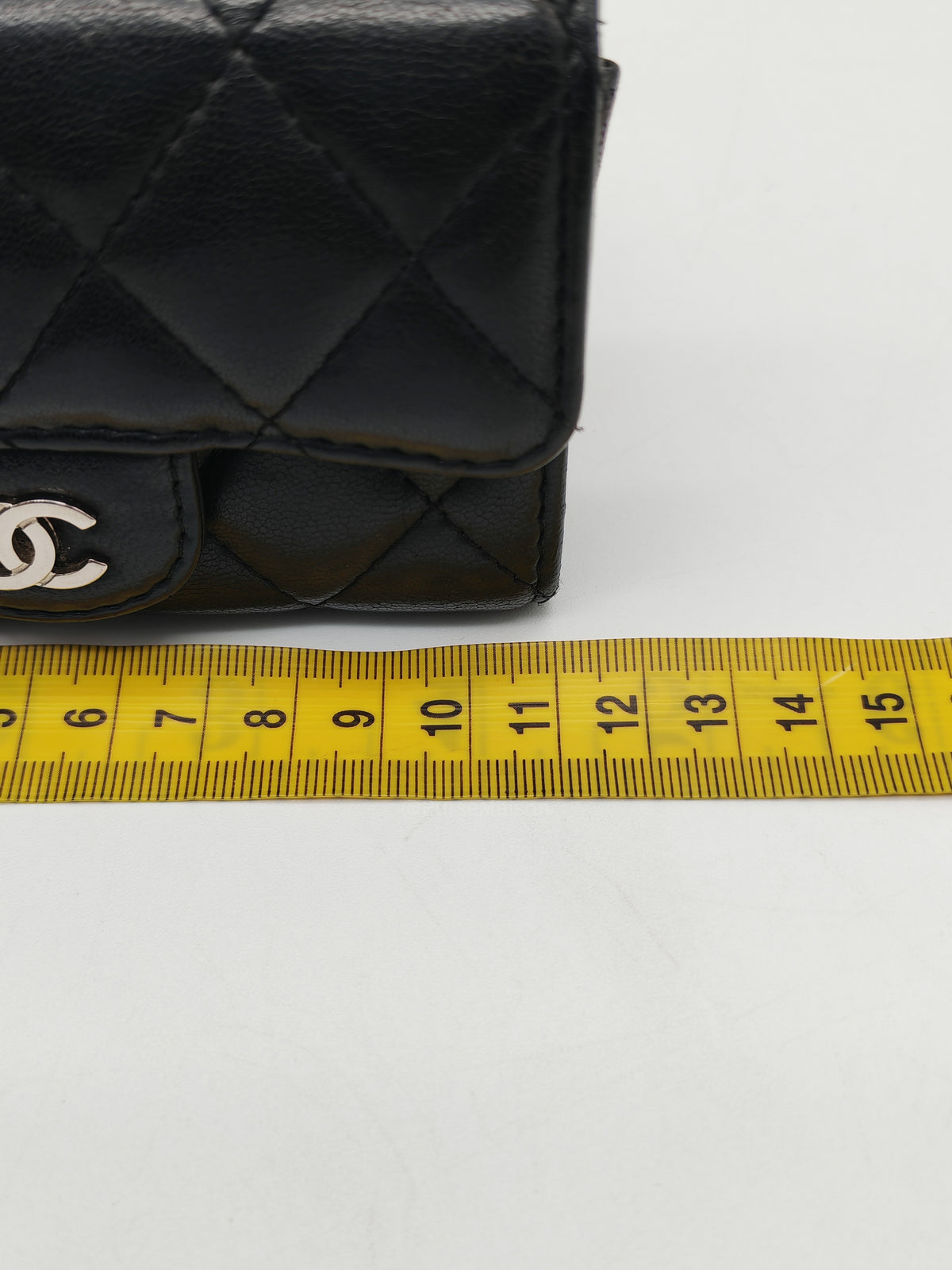 Chanel Classic Flap Card Holder in Black Quilted Calfskin Leather and Silver Hardware Series 22 | Purse Maison Luxury Bags Shop