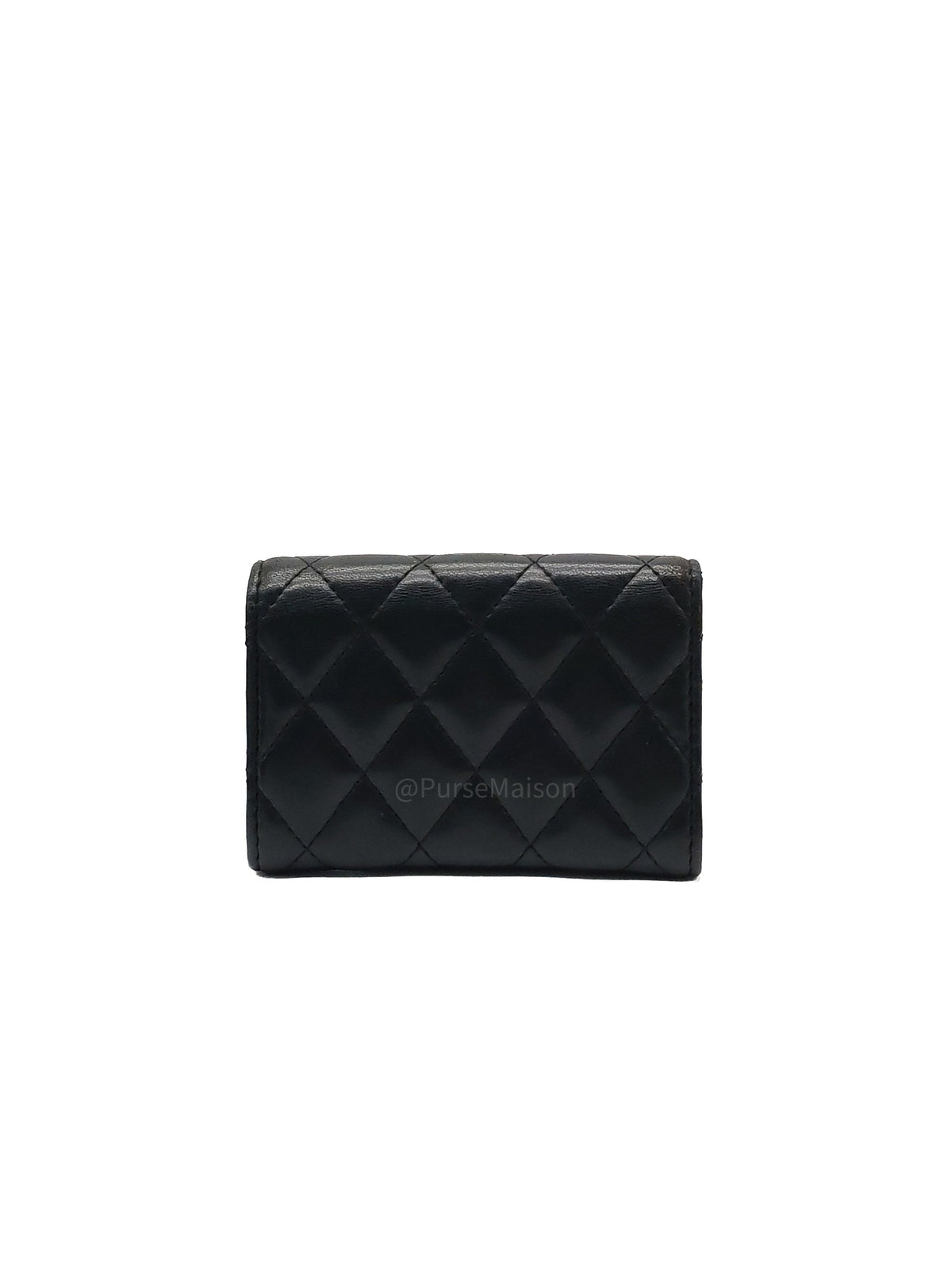 Chanel Classic Flap Card Holder in Black Quilted Calfskin Leather and Silver Hardware Series 22 | Purse Maison Luxury Bags Shop