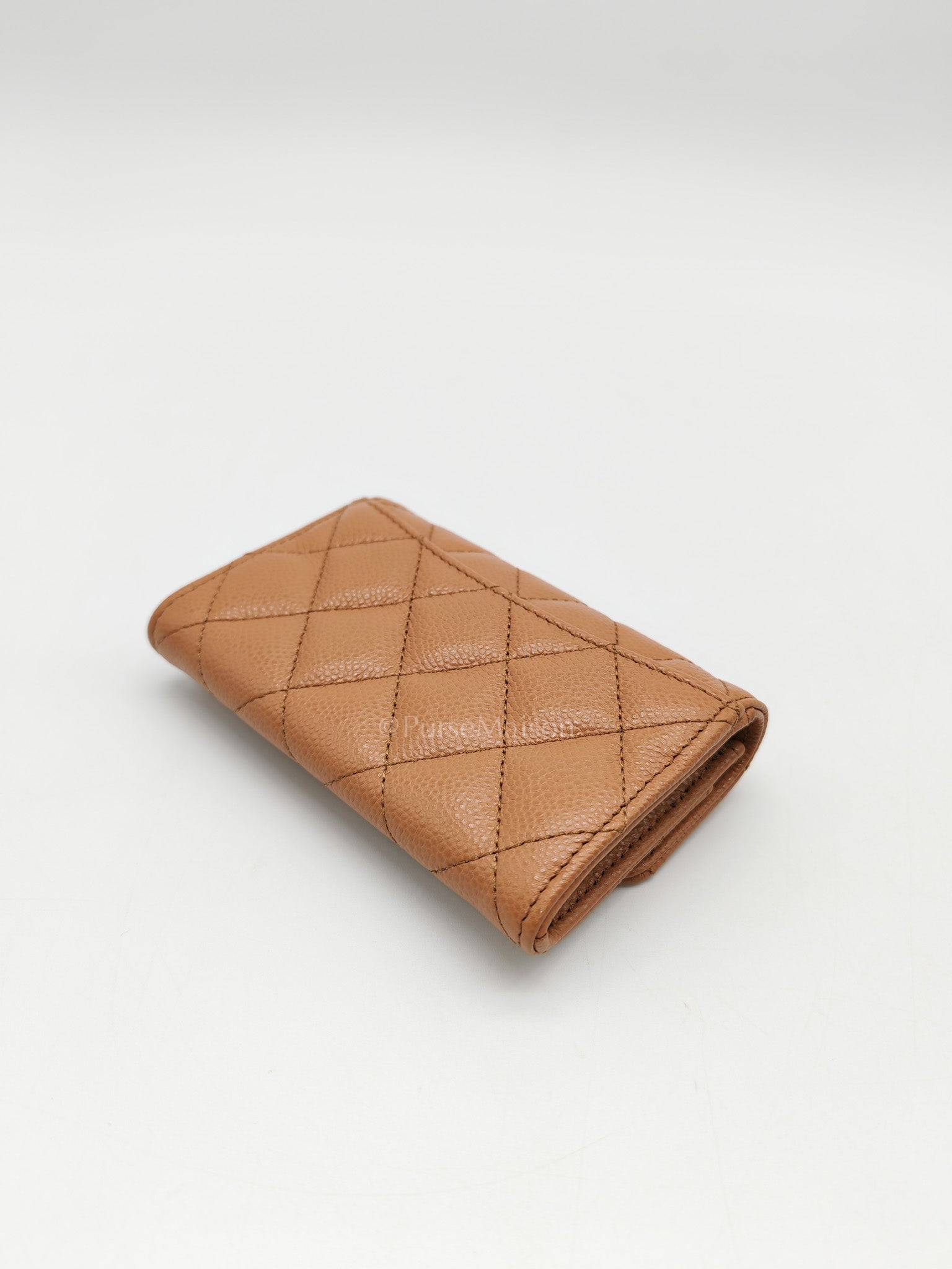 Chanel Classic Flap Card Holder in Caramel Quilted Caviar Leather and Light Gold Hardware (Microchip) | Purse Maison Luxury Bags Shop