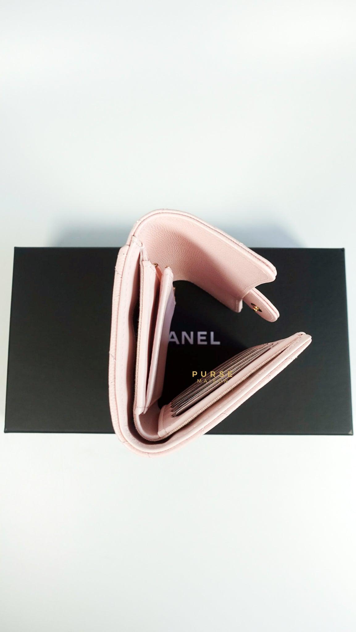 Chanel Classic Flap Trifold Wallet 22s Rose Clair Caviar Leather Classic Series 32