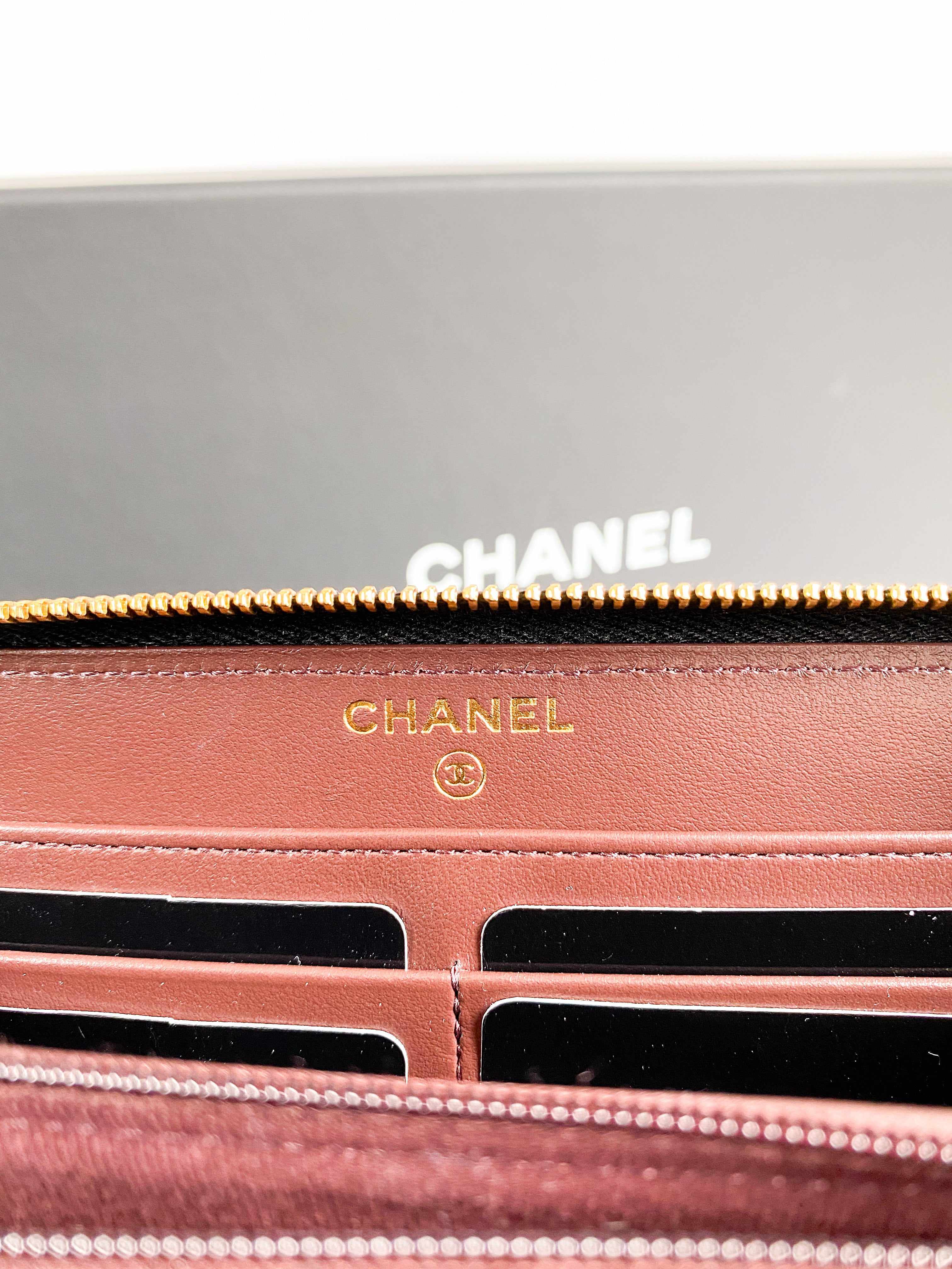 Classic long zipped wallet - Grained calfskin & gold-tone metal, black —  Fashion | CHANEL